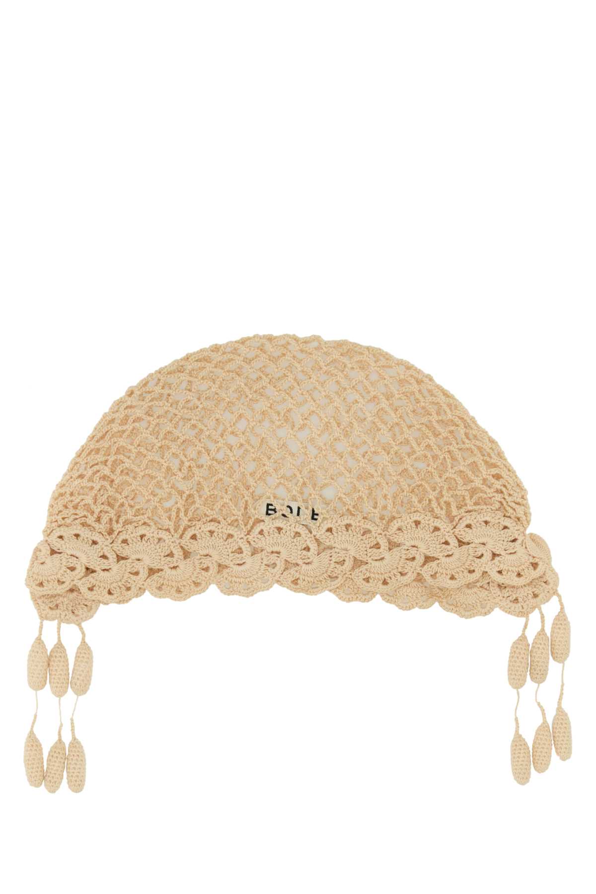 Beige Crochet Blossom Beanie
