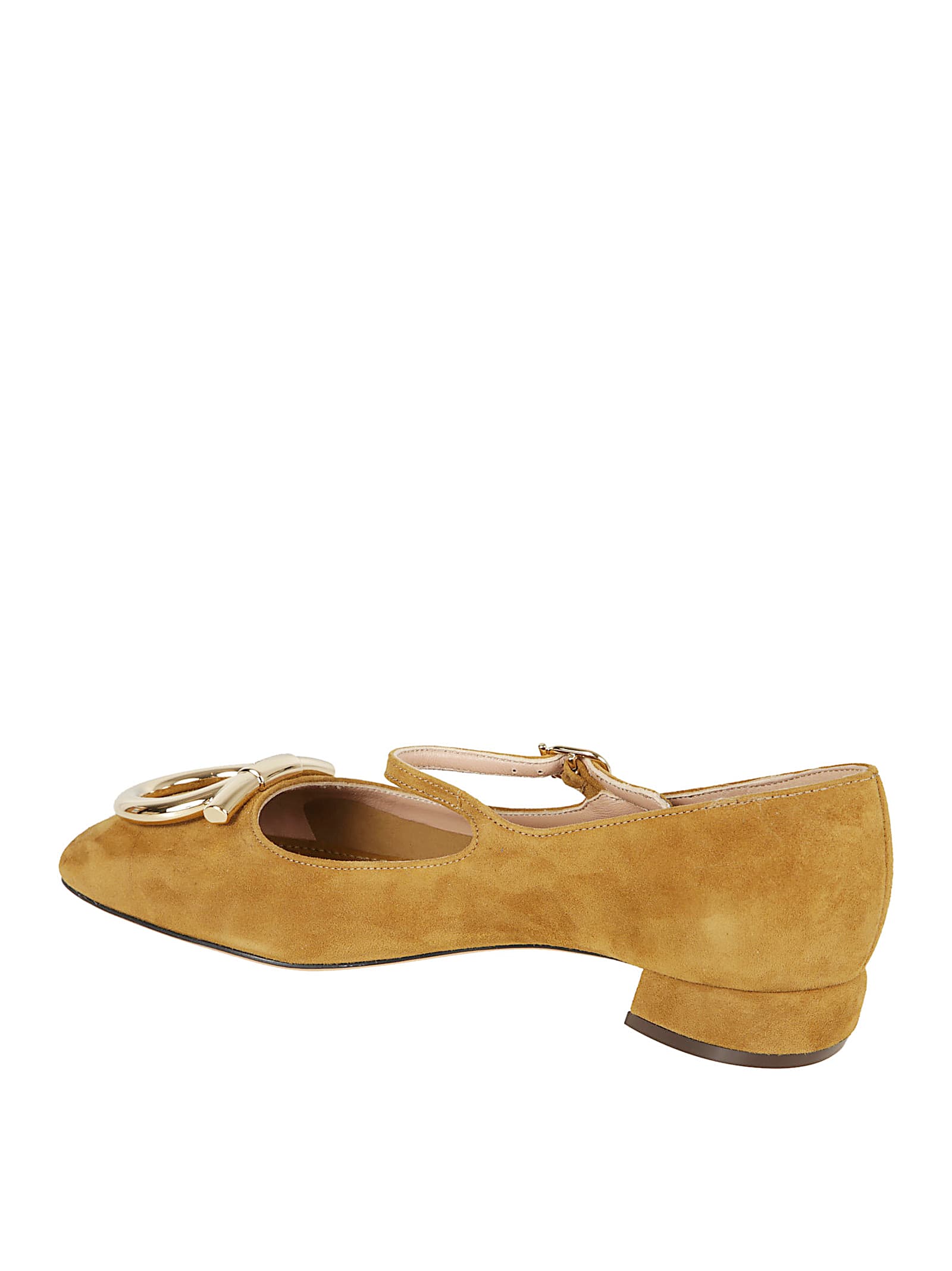 Ferragamo Buckle-detail Suede Pumps In Yellow