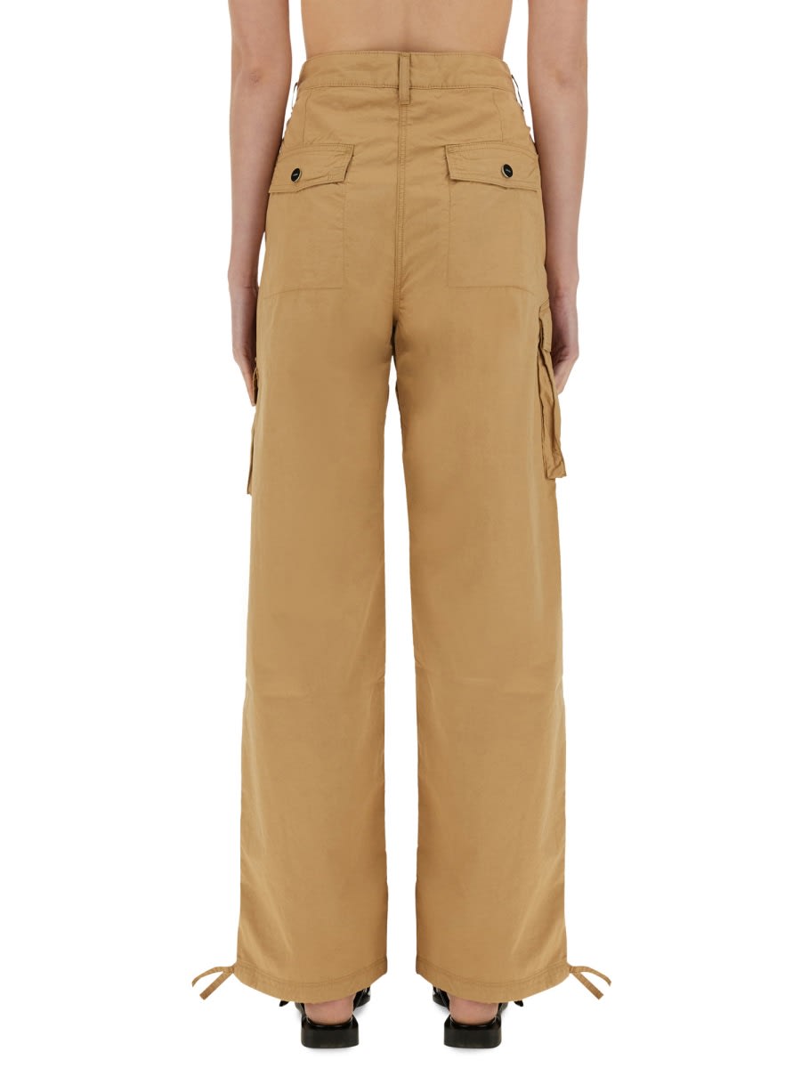 Ganni Women Cotton Twill Cargo Pants In Beige