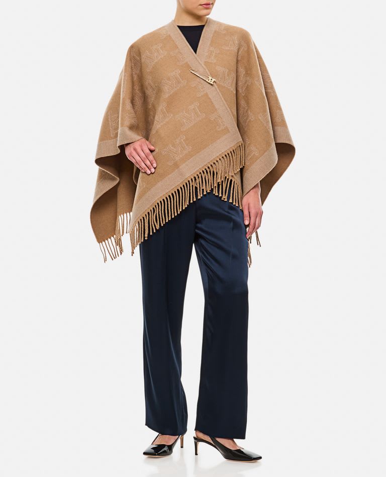 Shop Max Mara Frine Logo Cape In Camel