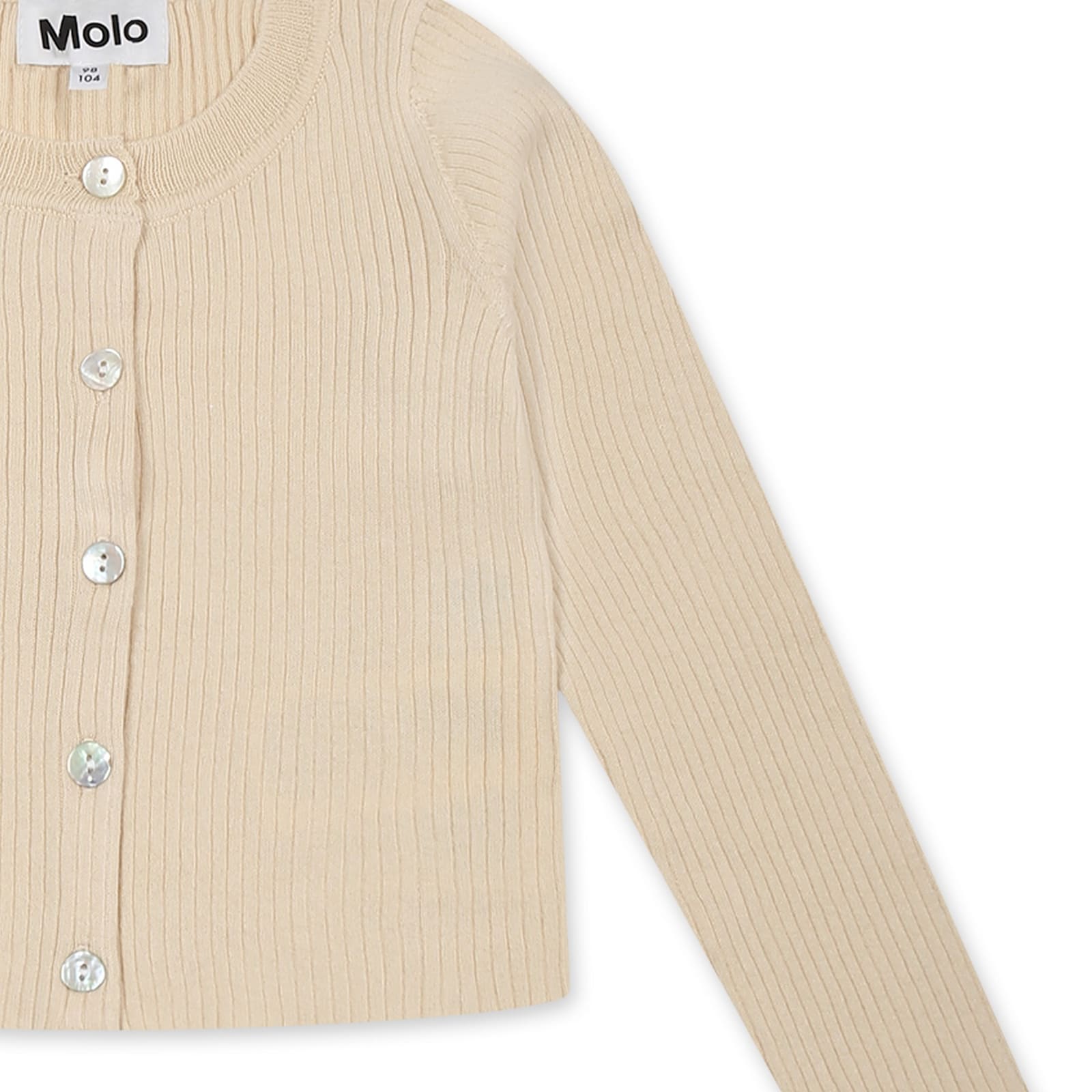 Molo Ivory Cardigan For Girl In Ivory