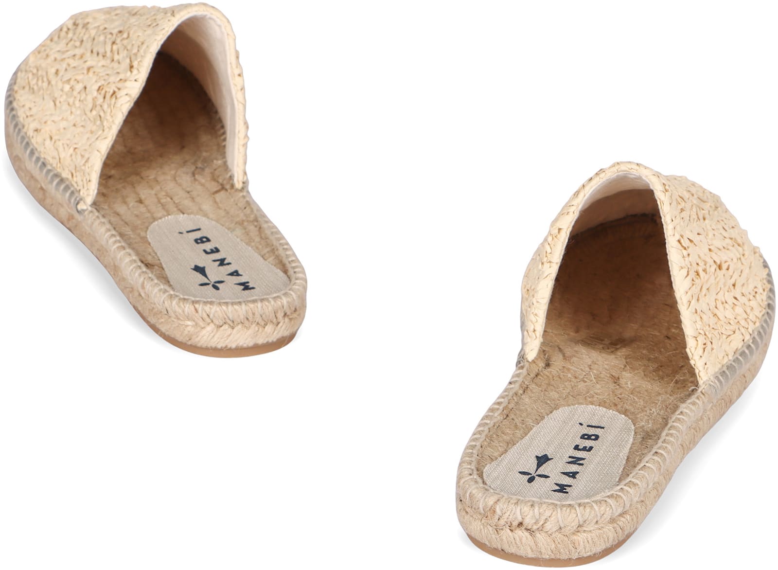 Manebi Raffia Mules In Beige