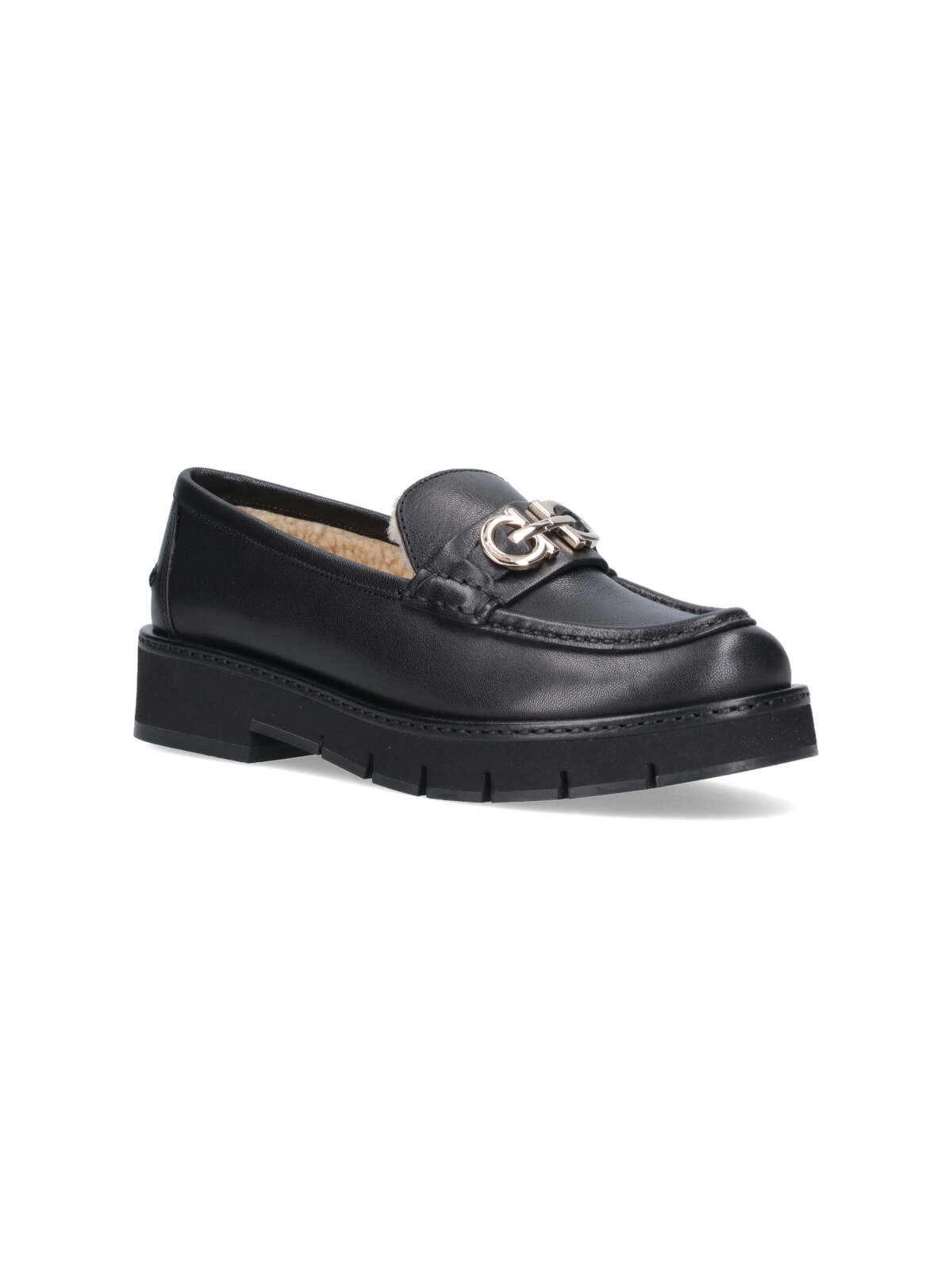 Shop Ferragamo Loafers Gancini In Black
