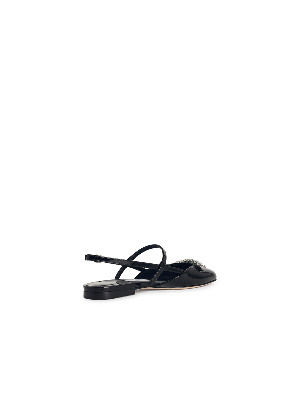 Jimmy Choo Belinda Sb Flat Black Leather Ballet Flats In Black