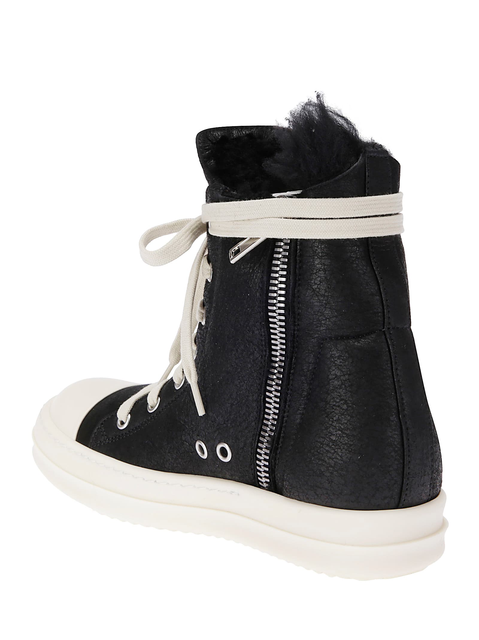 Rick Owens Shearling Sneakers In Black