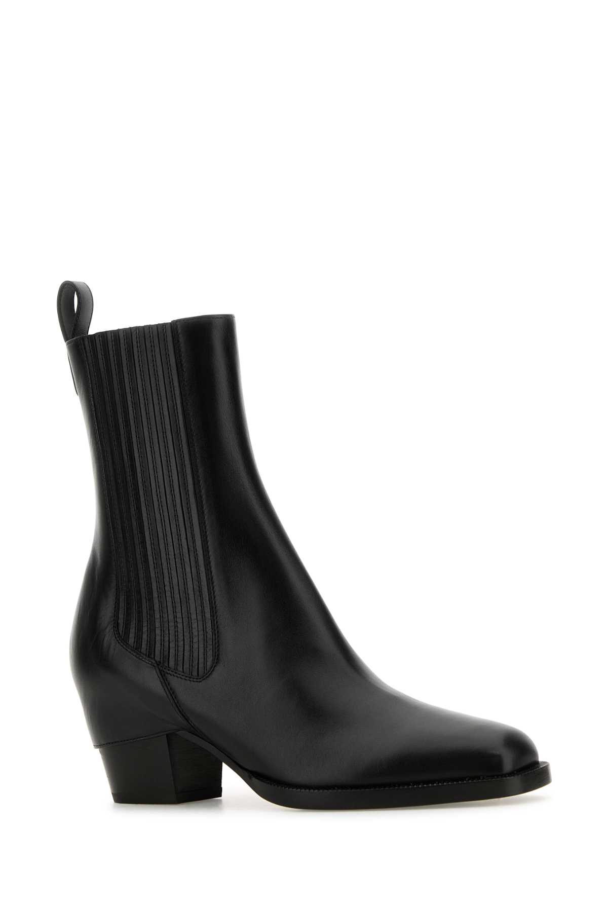 Shop Fendi Black Leather Ankle Boots In Nero