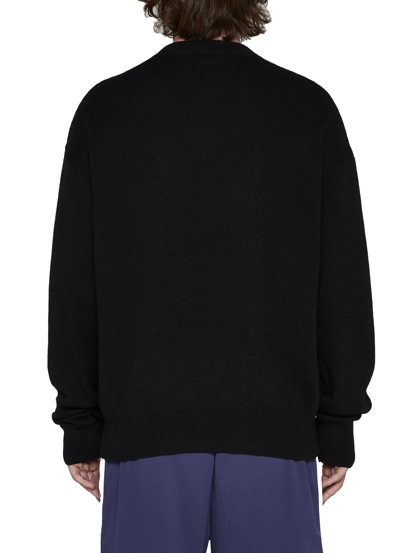 Palm Angels I Love Pa Wool Blend Sweater In Black Red