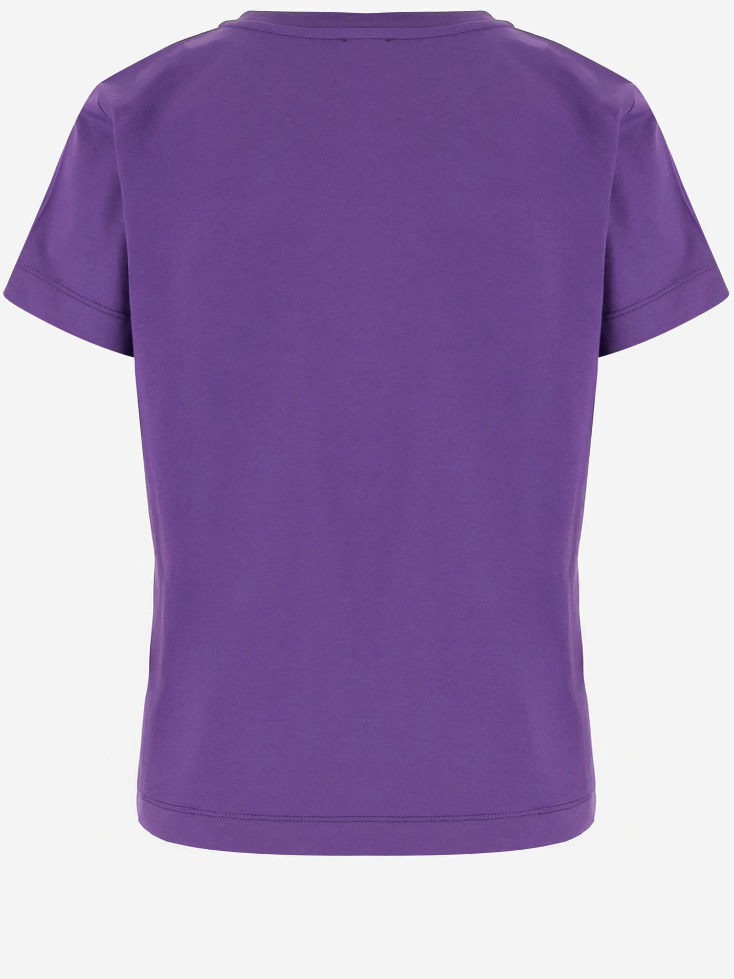 Pinko Cotton T-shirt With Love Birds Jewel Embroidery In Purple