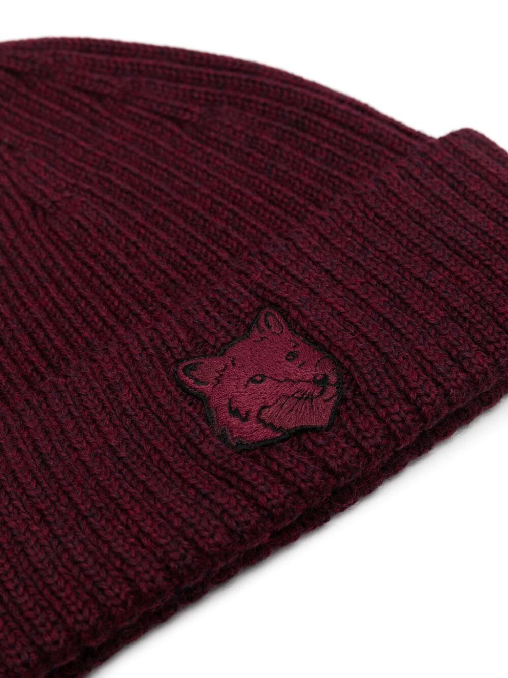 Shop Maison Kitsuné Bold Fox Head Beanie In Redstar