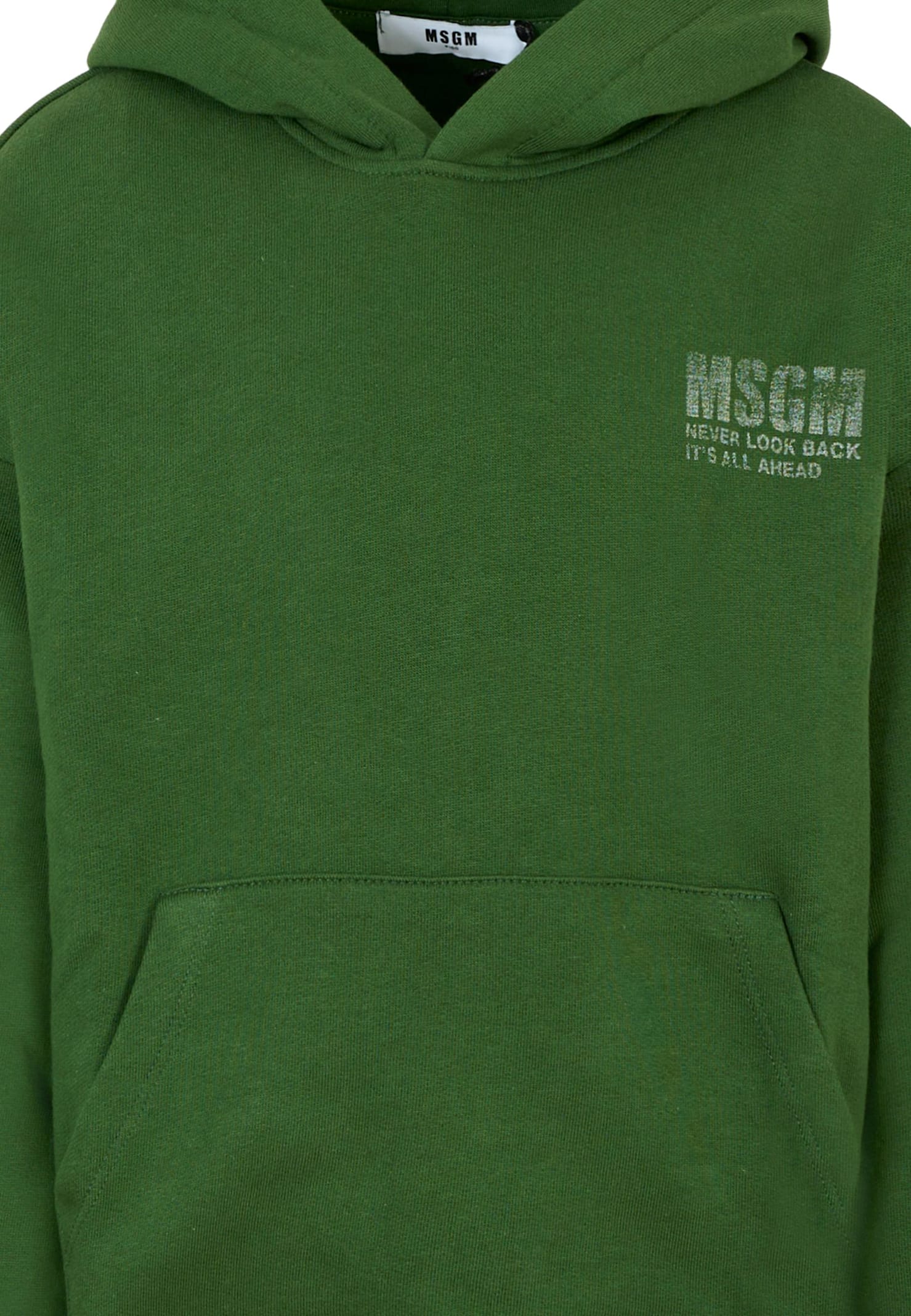 Msgm Green Sweatshirt For Kids With Loho In Green