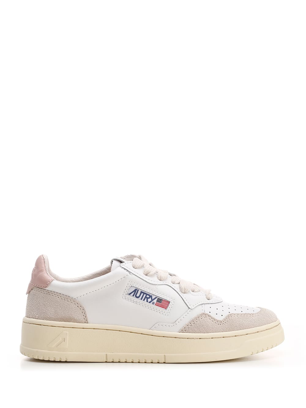 Autry 'medalist' White Low Top Sneakers With Blue Suede Details In White