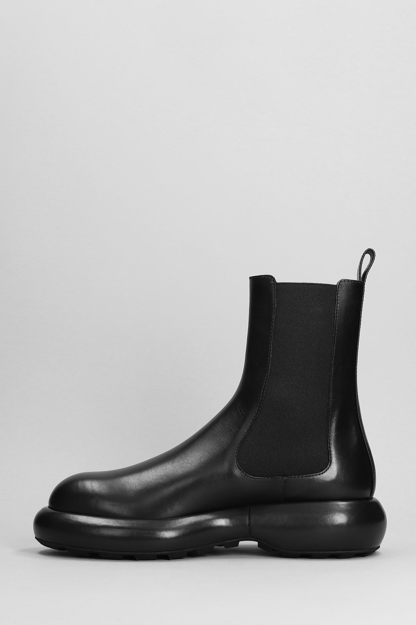 Shop Jil Sander Low Heels Ankle Boots In Black Leather