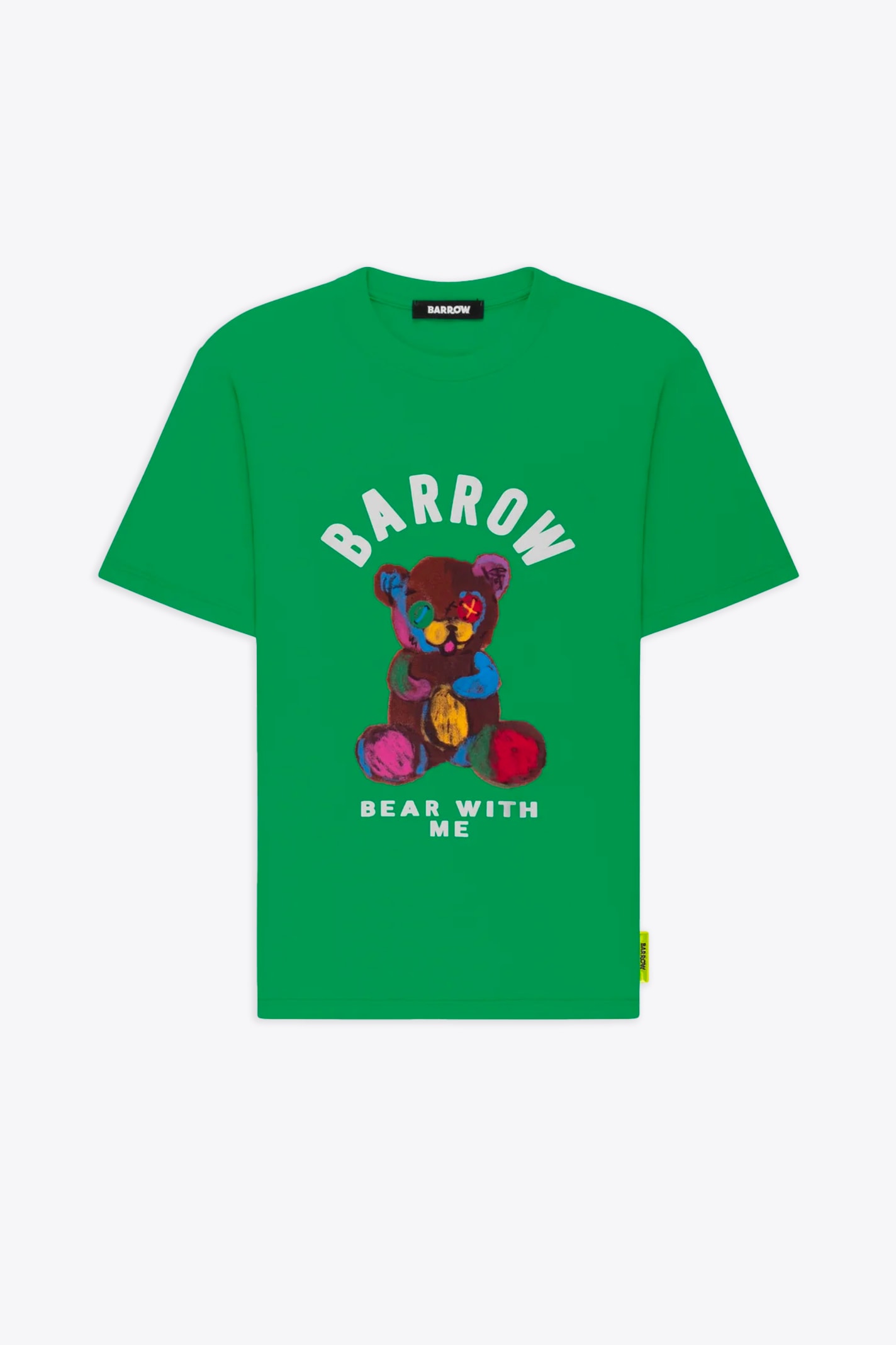 Shop Barrow Jersey T-shirt Unisex Emerald Green Cotton T-shirt With Teddy Bear Front Print In Verde