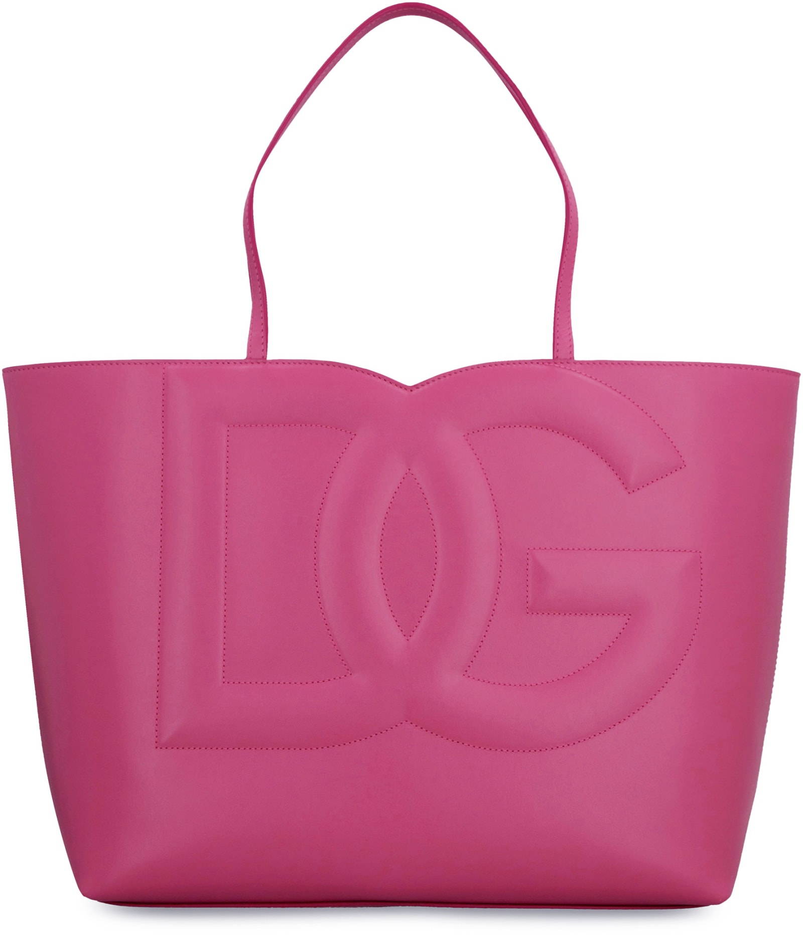 Dolce & Gabbana Dg Logo Leather Tote In Pink