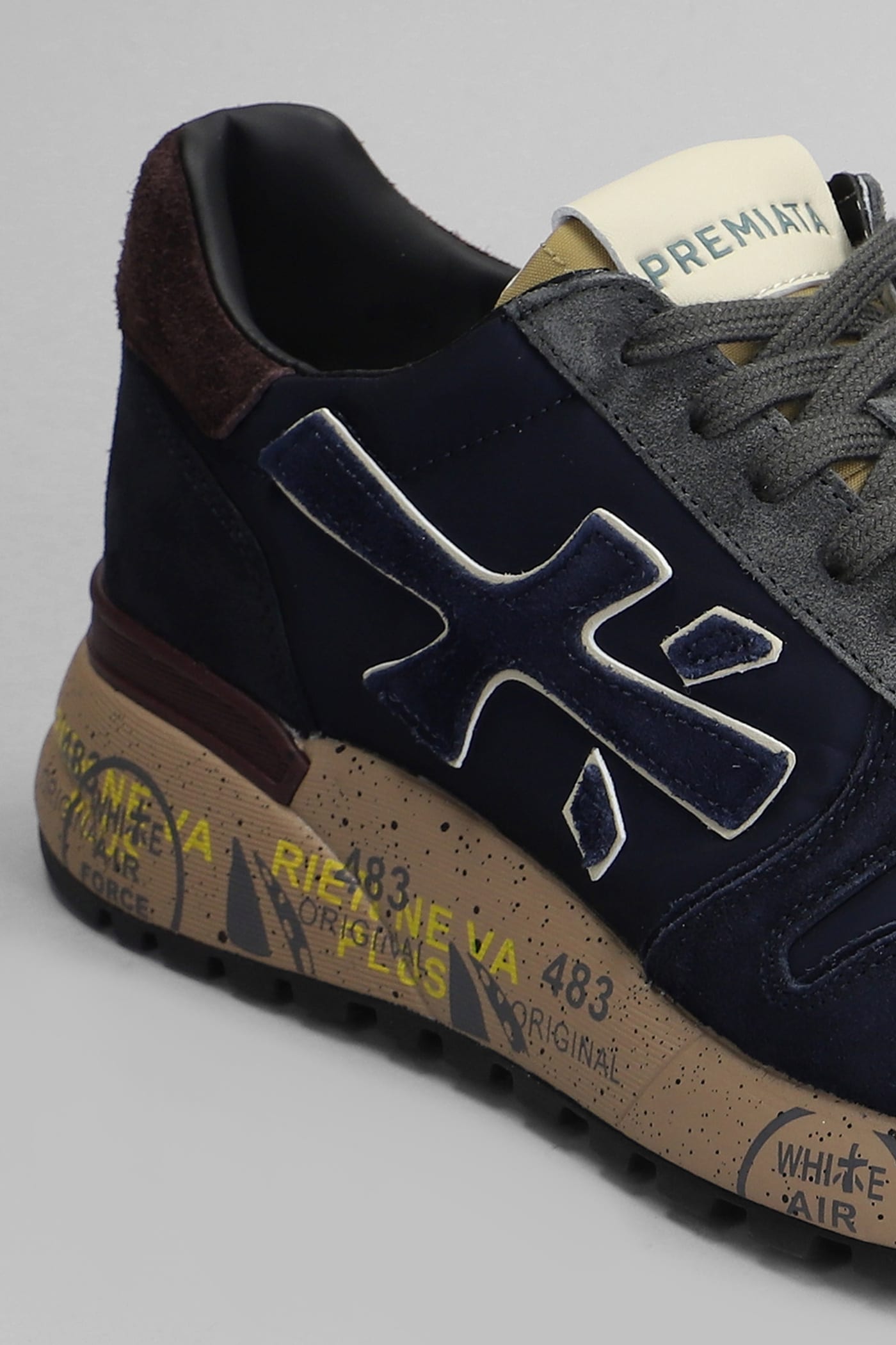 Shop Premiata Mick Sneakers In Blue Suede And Fabric