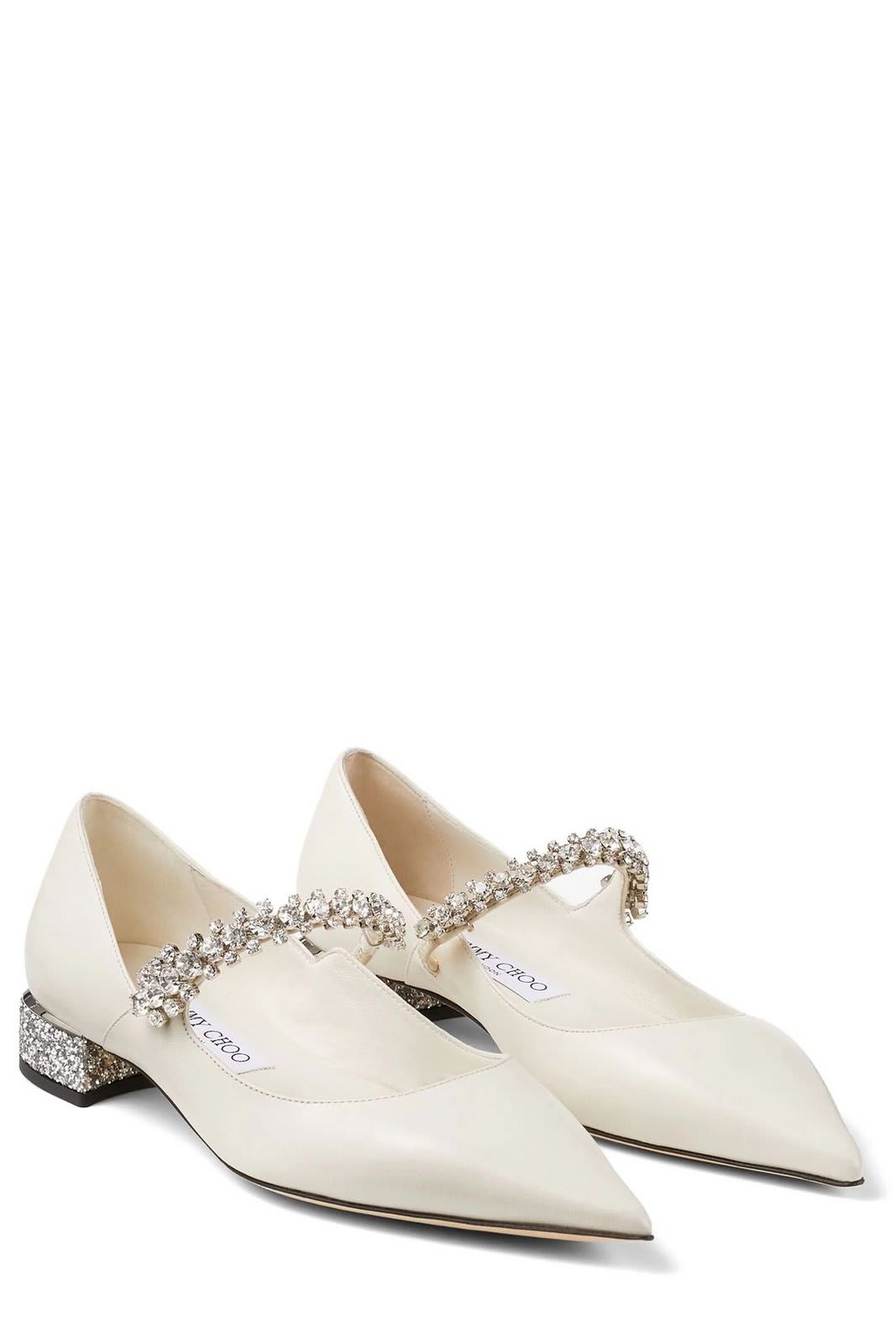 Shop Jimmy Choo Bing Glittery Flat Shoes In Yellow Cream