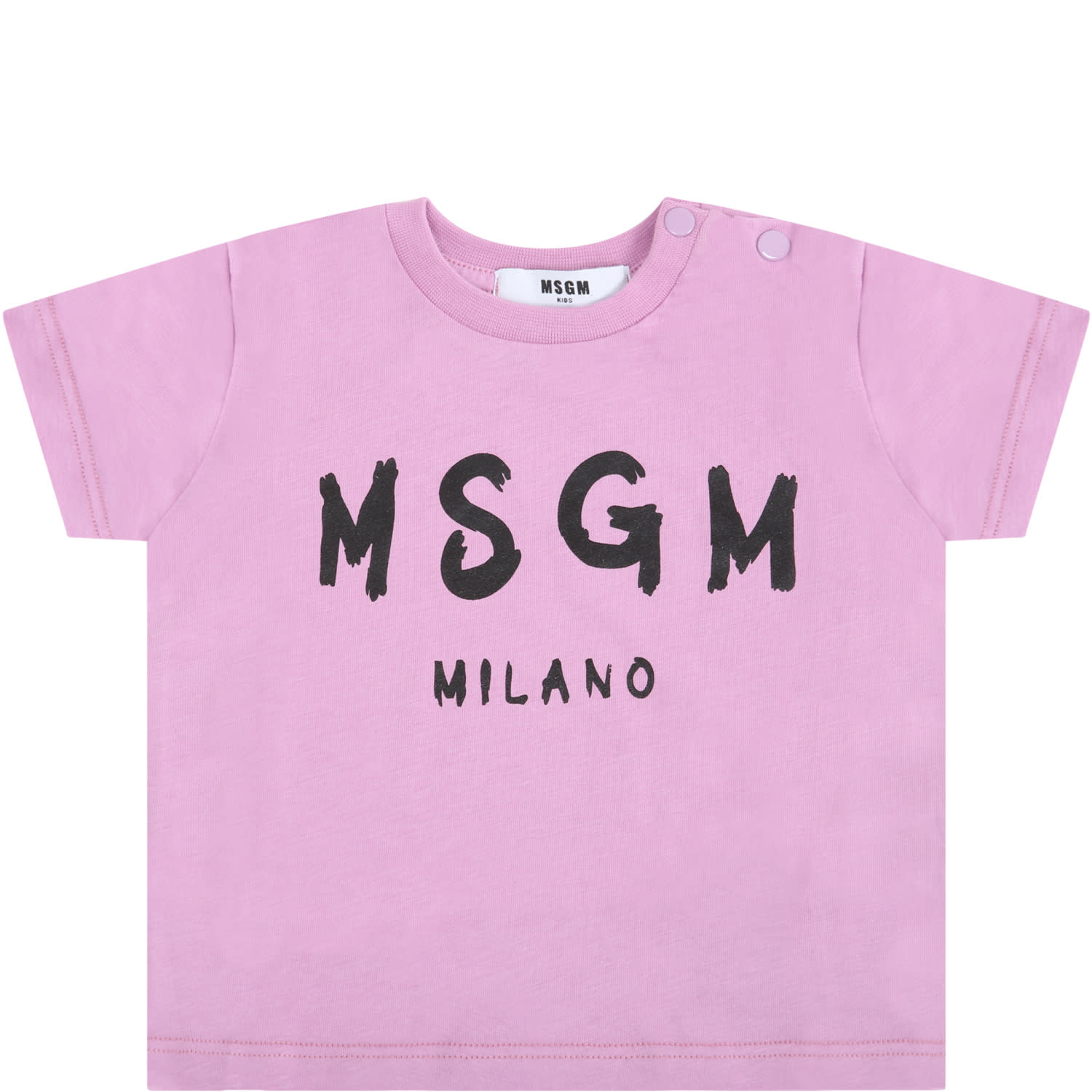 MSGM Lilac T-shirt For Babygirl With Logo