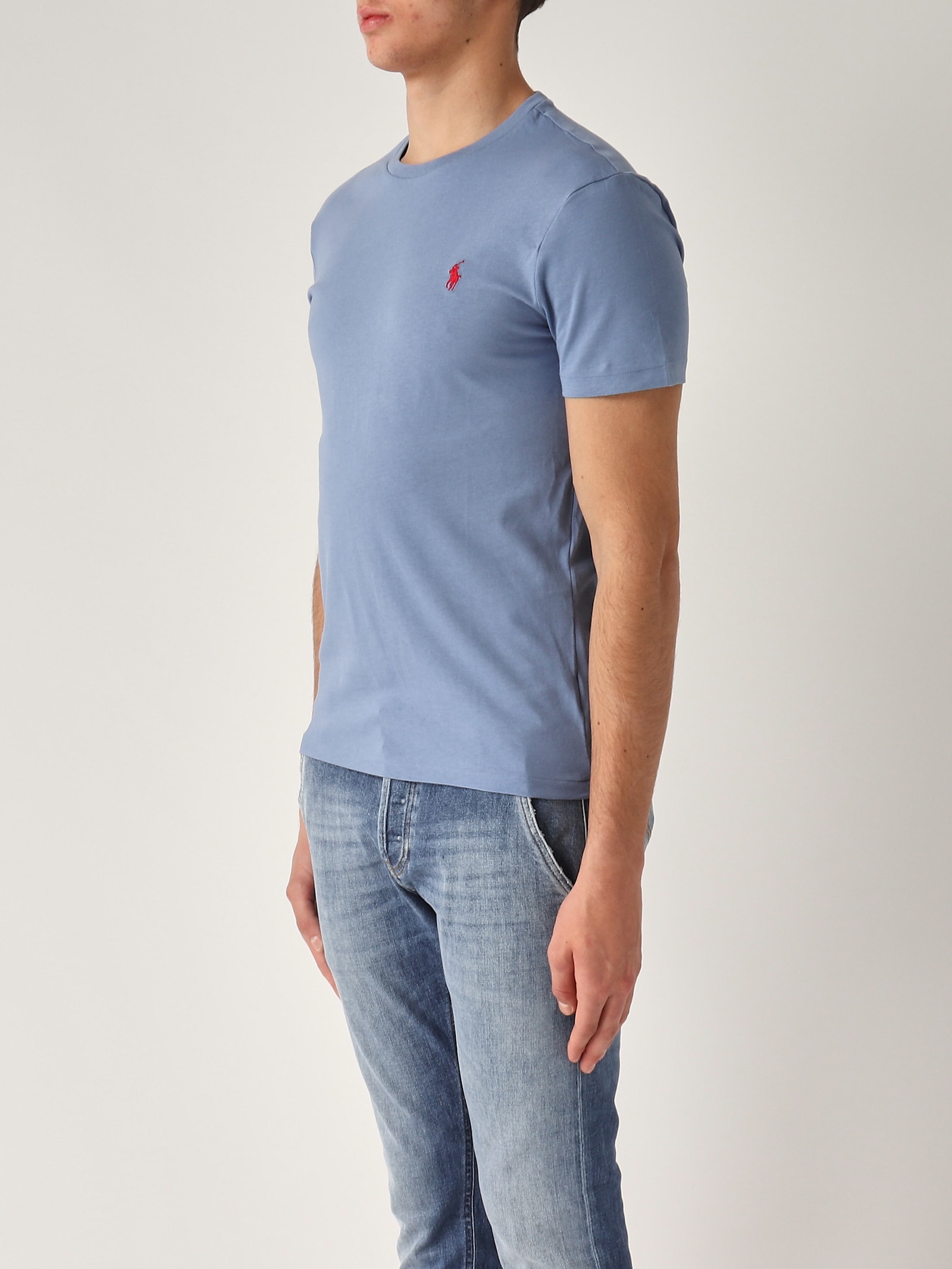 Polo Ralph Lauren T-shirt In Jersey Custom Slim-fit T-shirt In Blu Campus