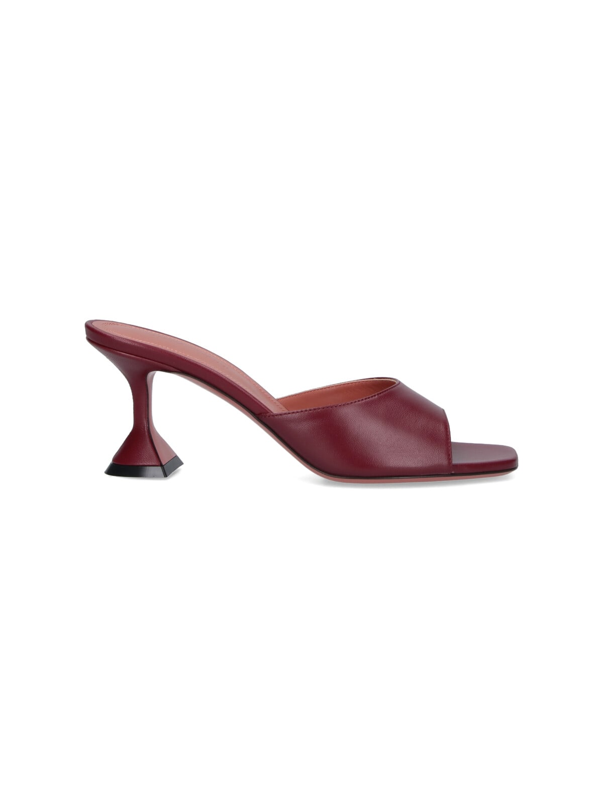 Amina Muaddi Sleek Pumps With Bold Red Heel And Contemporary Design In Burgundy