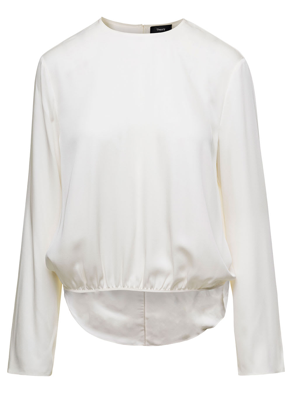 White Blouse With Asymmetric Hem In Silk Woman