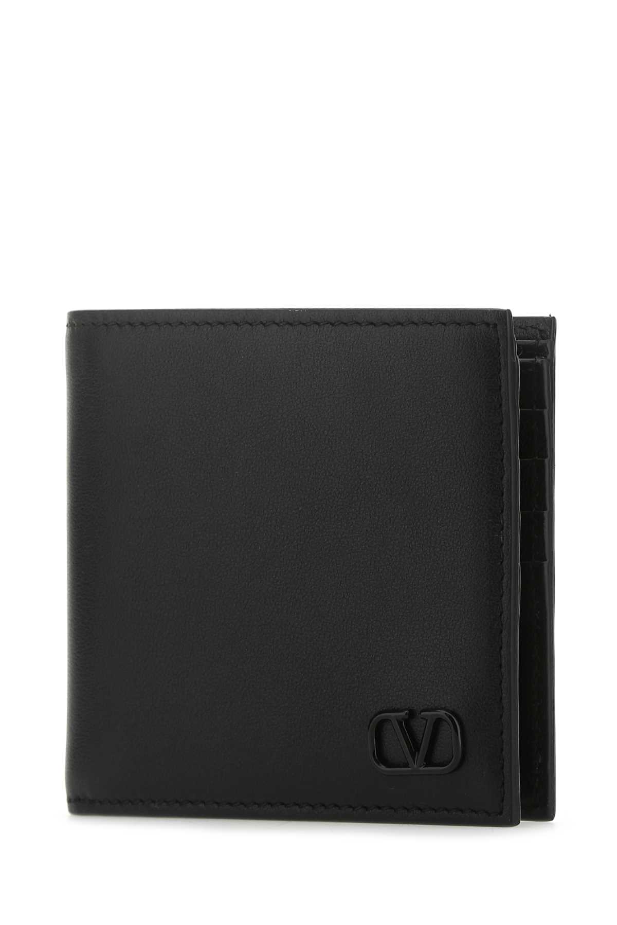 Shop Valentino Black Leather Wallet In Nero
