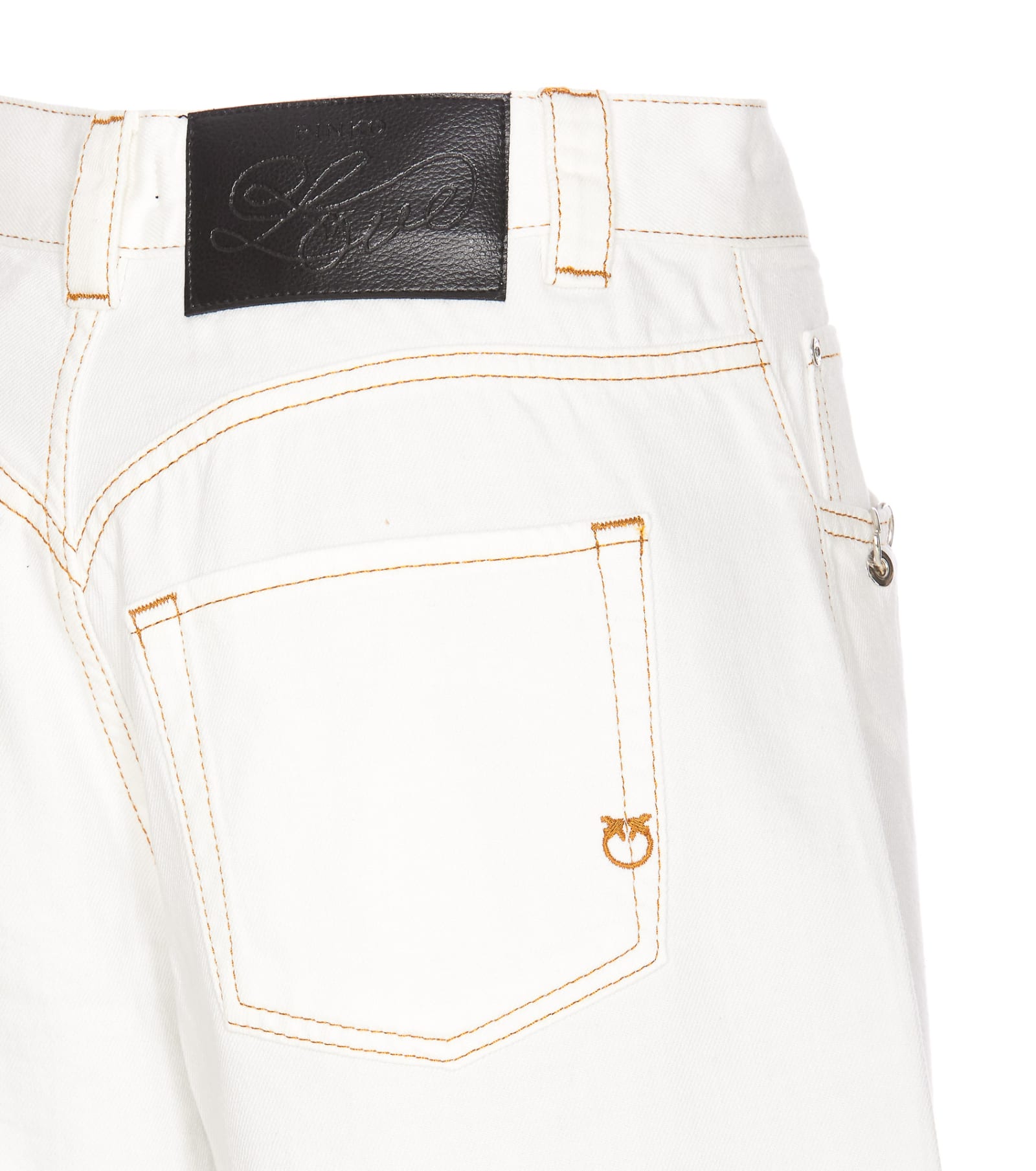 Shop Pinko Xmen Denim Shorts In White