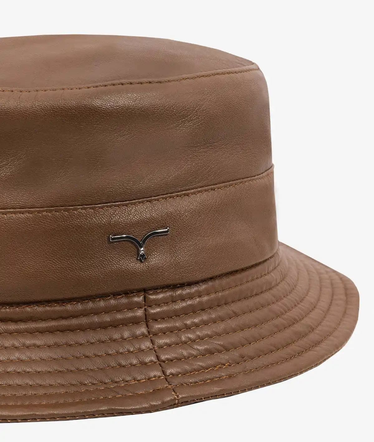 Shop Larusmiani Leather Bucket Hat Hat In Brown