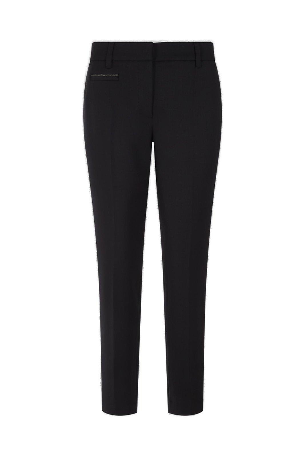 Shop Brunello Cucinelli Mid Rise Cropped Trousers In Black