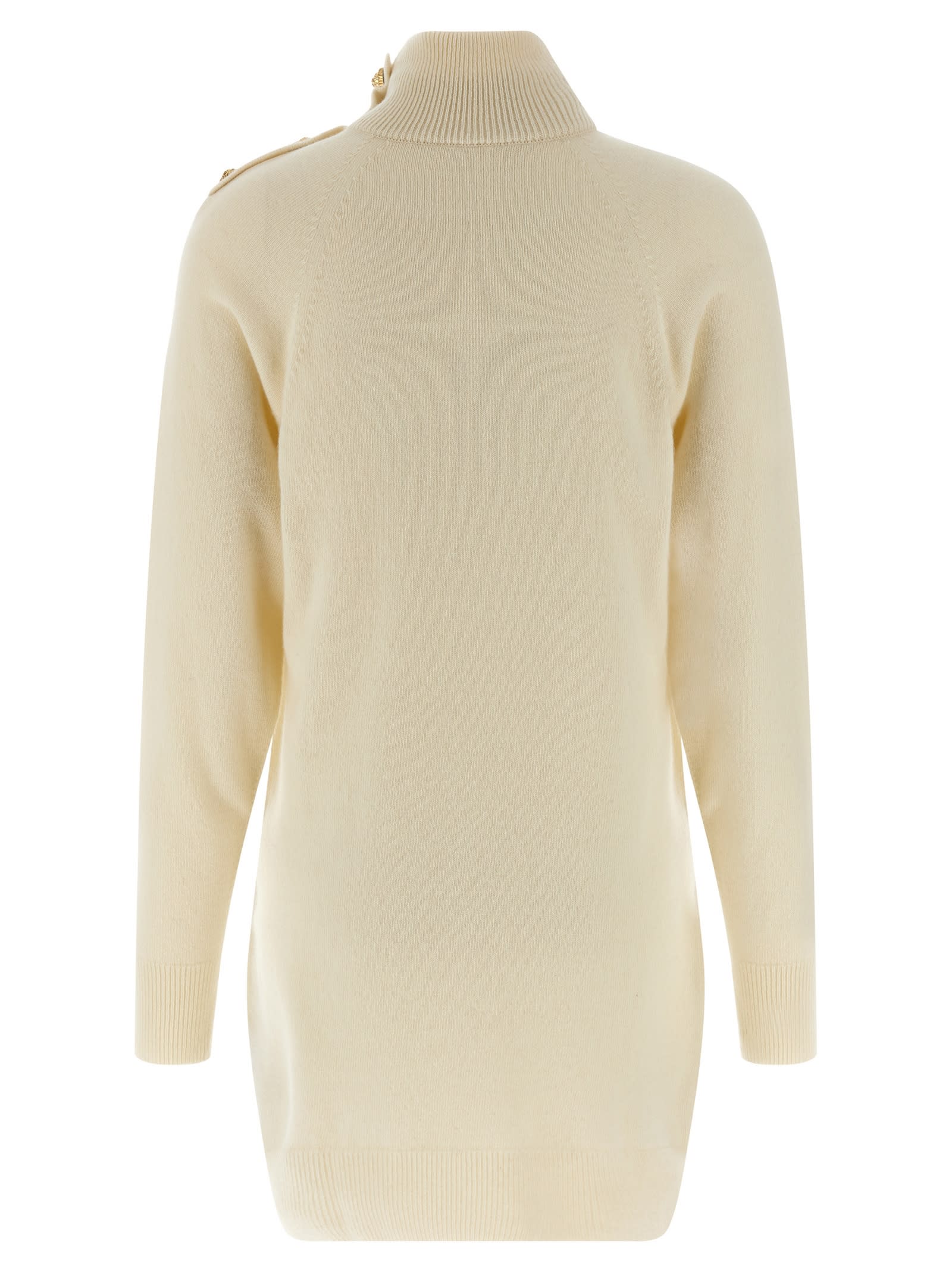 Balmain Cashmere Wool Dress In Neutral