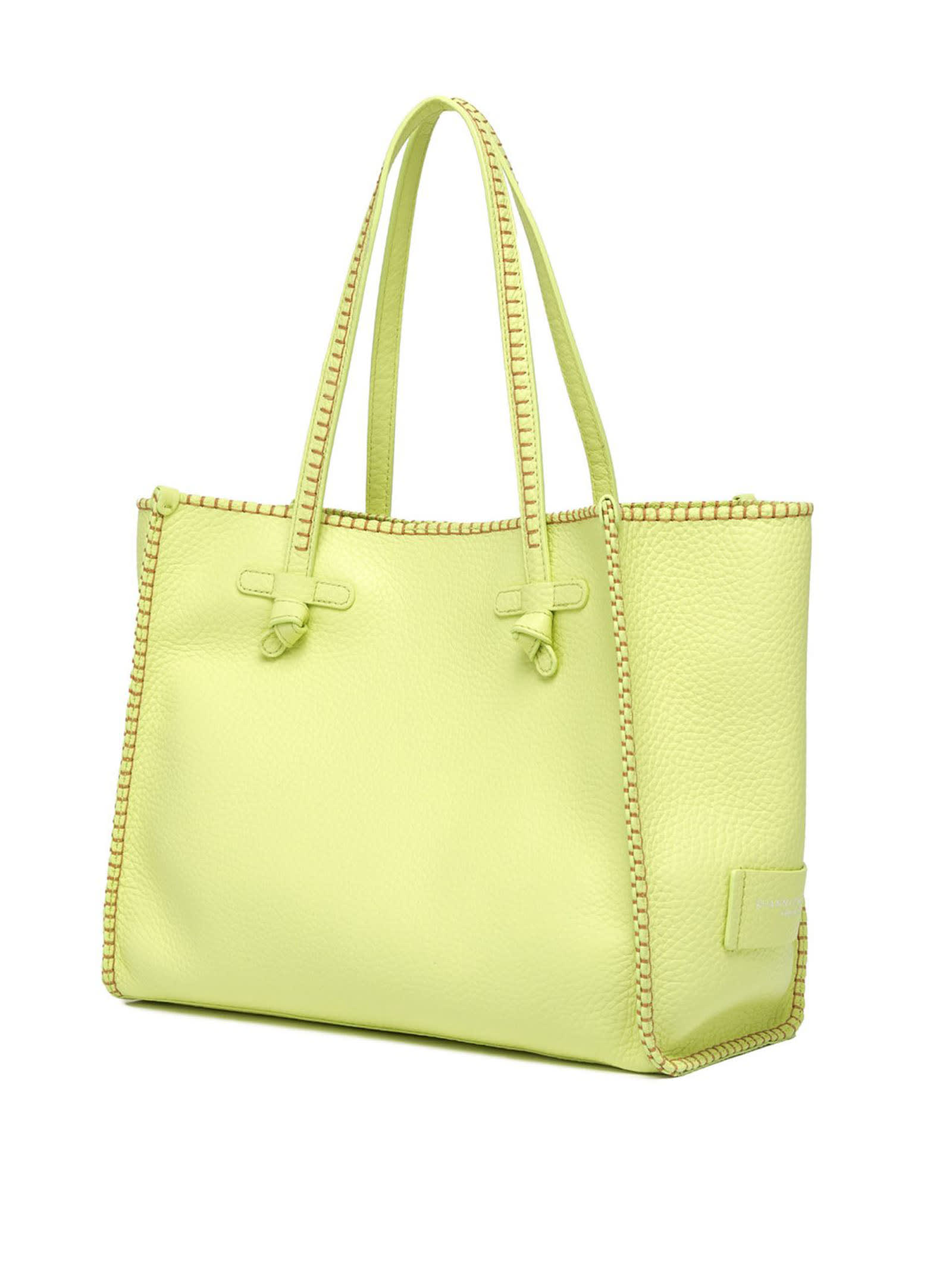 Shop Gianni Chiarini Yellow Soft Leather Shopping Bag