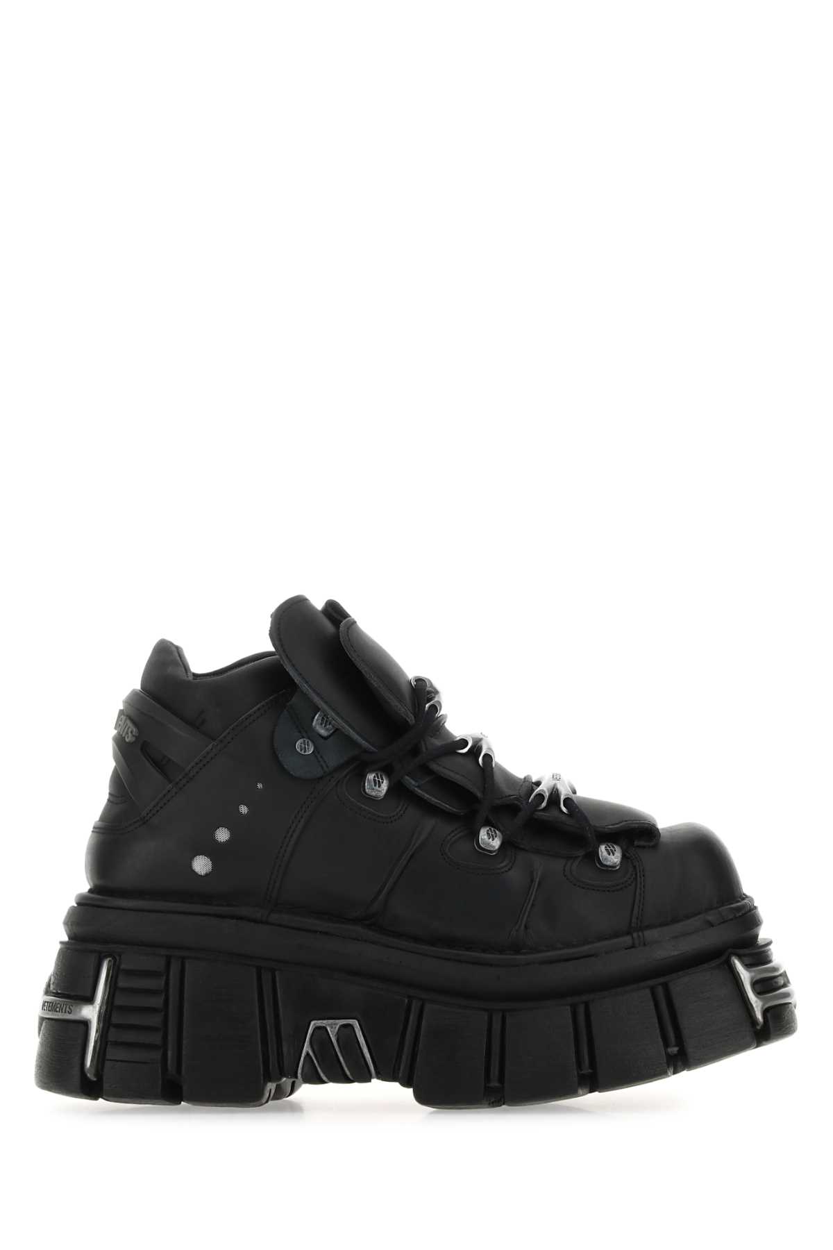 Vetements Black Leather New Rock Sneakers In White