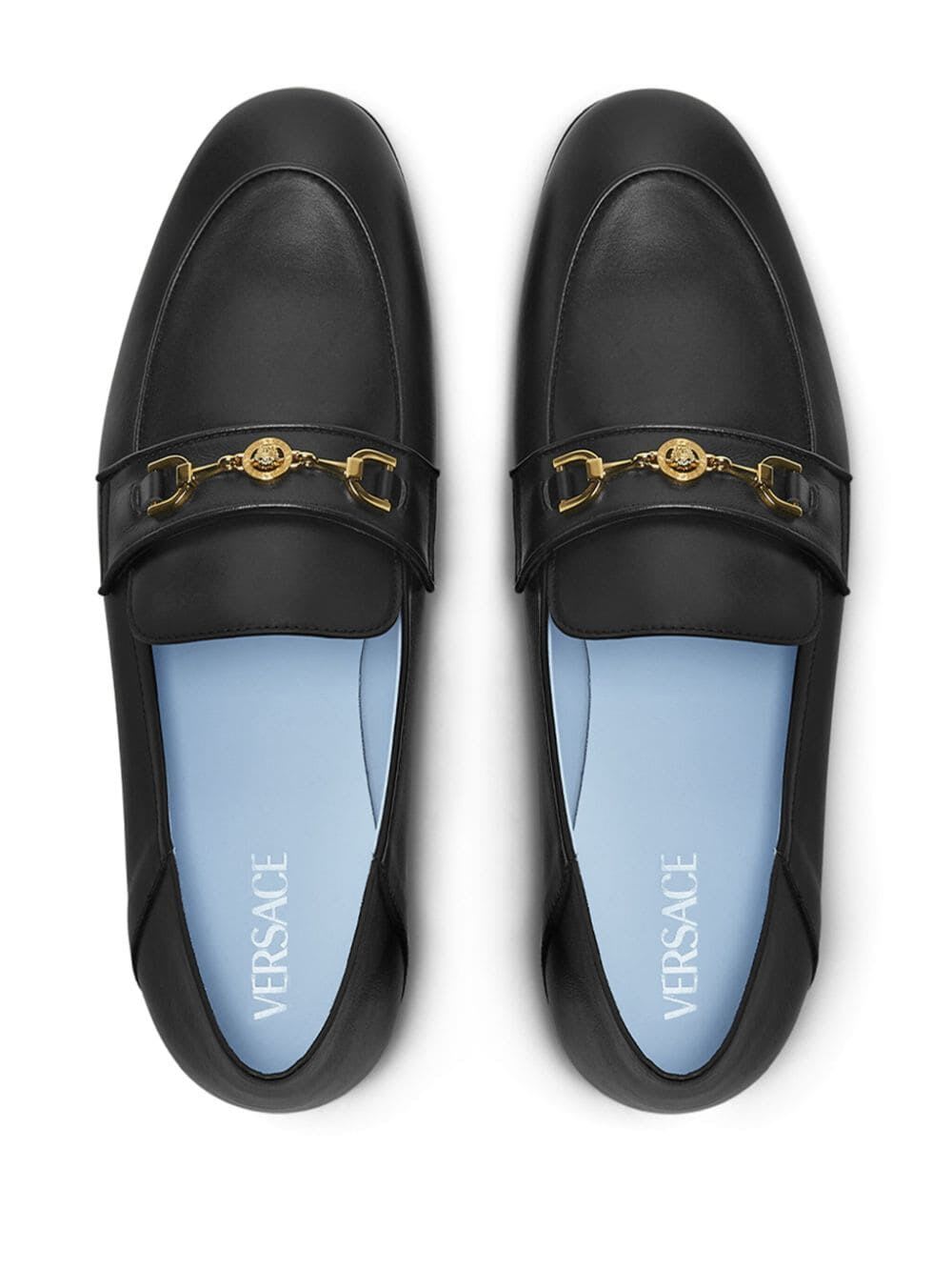 Shop Versace Slipper Calf Leather In V Black  Gold