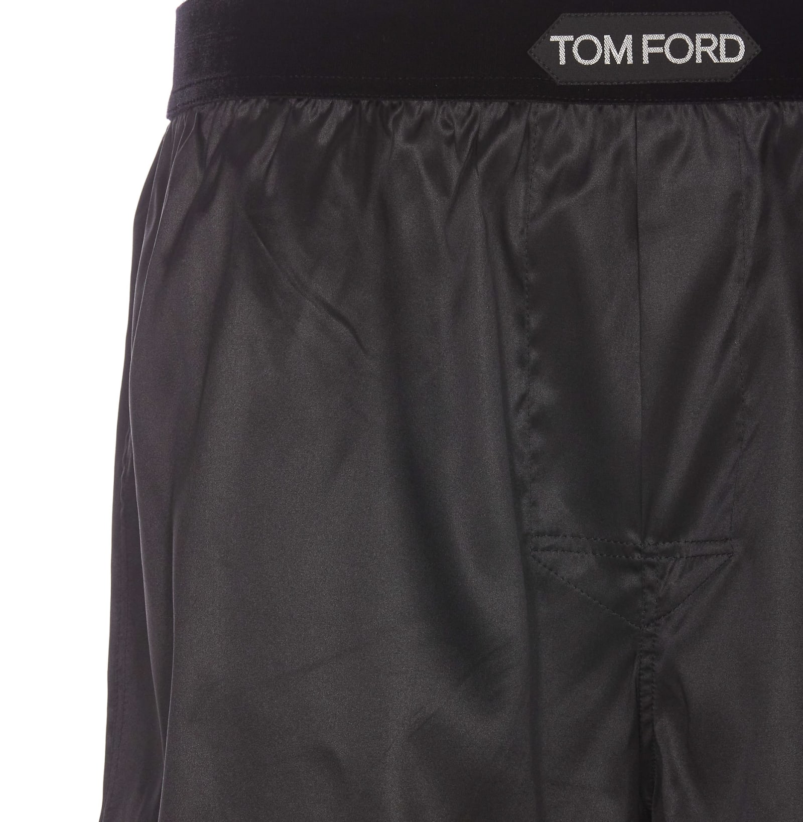 Shop Tom Ford Logo Silk Boxer In Black