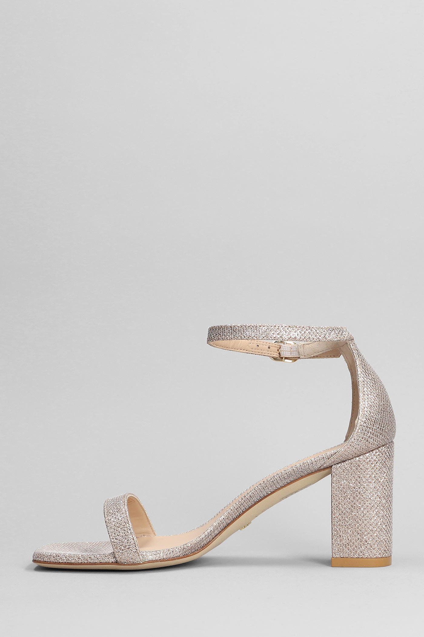Shop Stuart Weitzman Nudistcurve 75 Sandals In Bronze Glitter