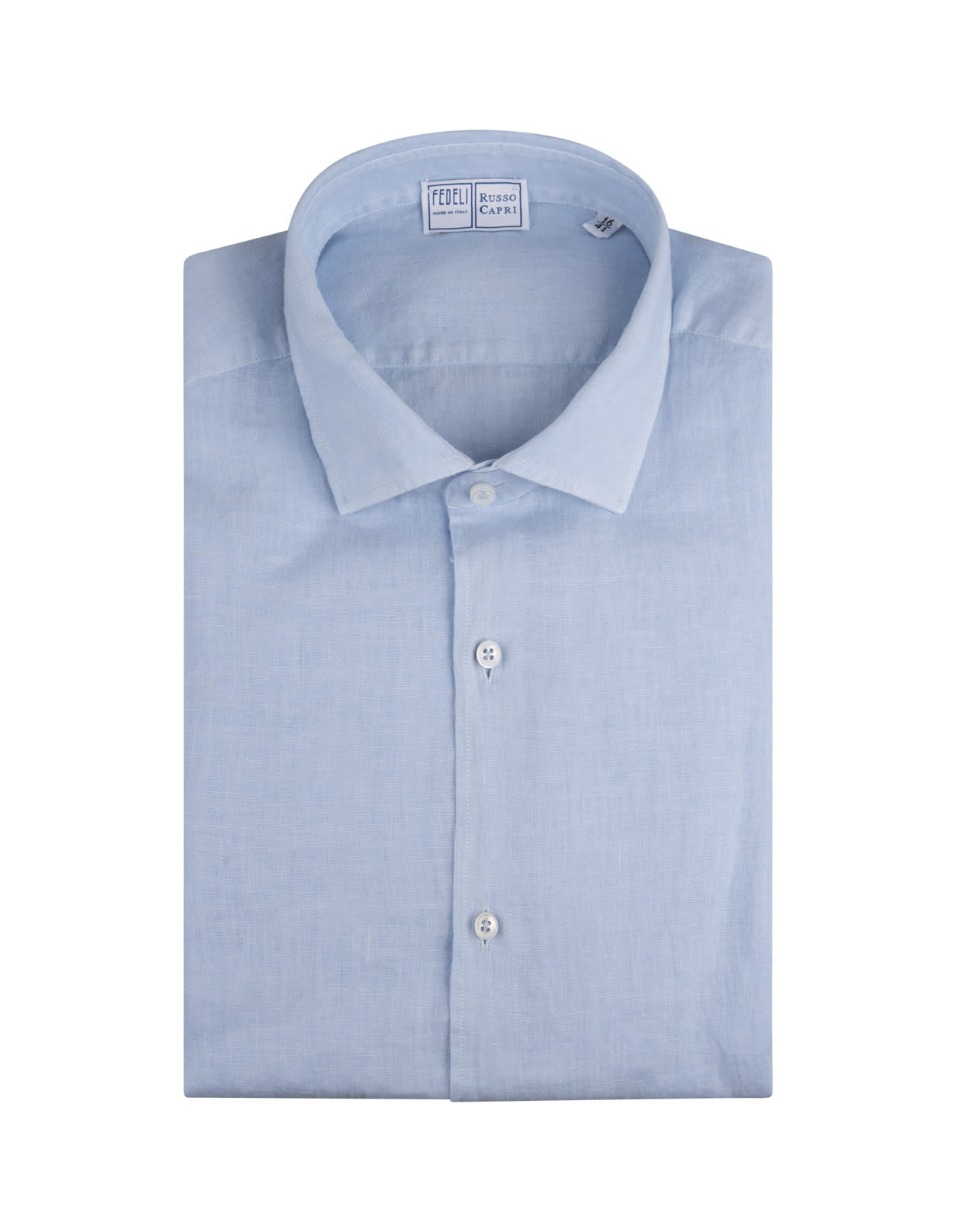 Shop Fedeli Classic Shirt In Lightweight Light Blue Cotton