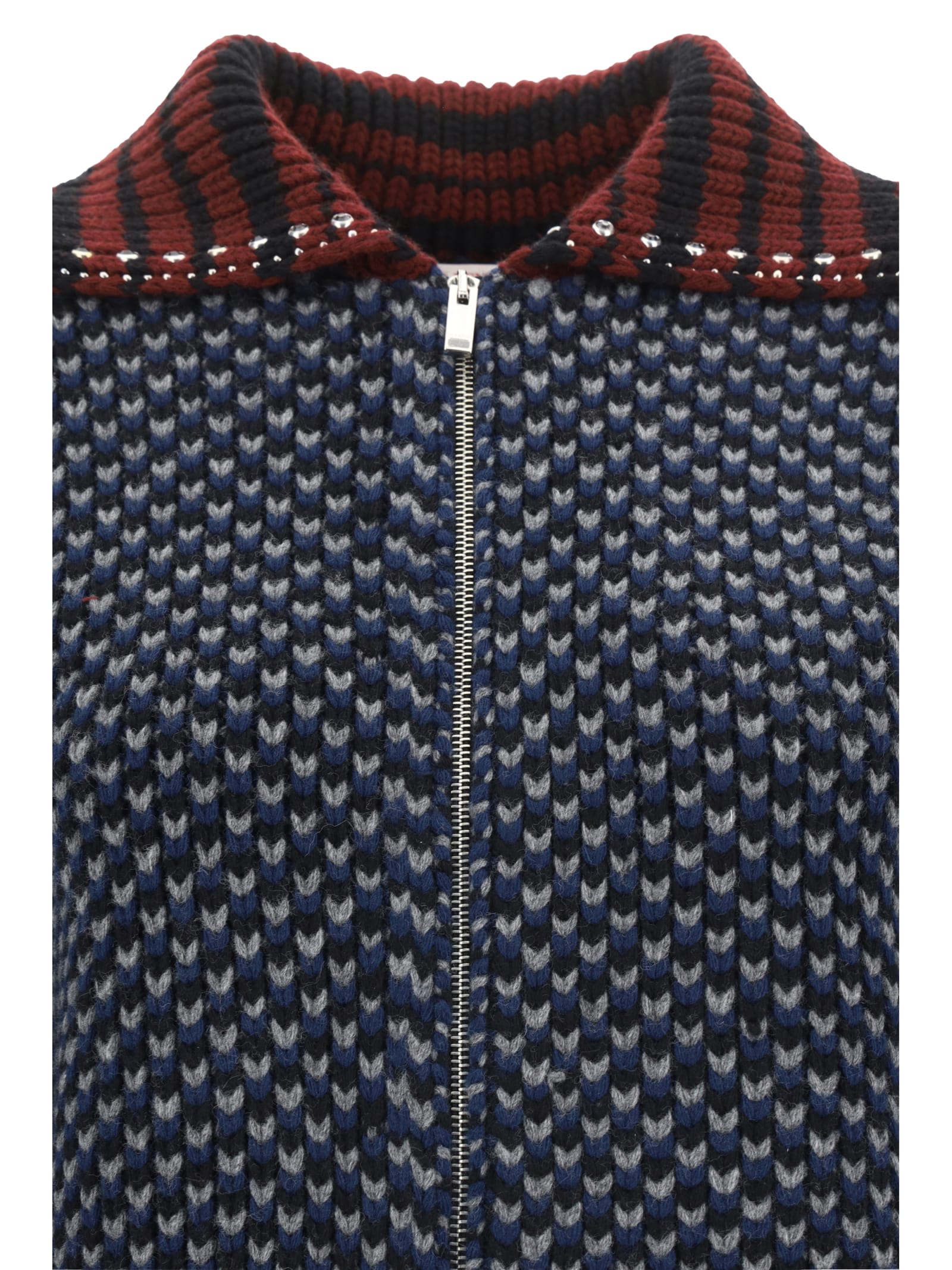 Shop Valentino Jacket In Blu/nero/bordeaux