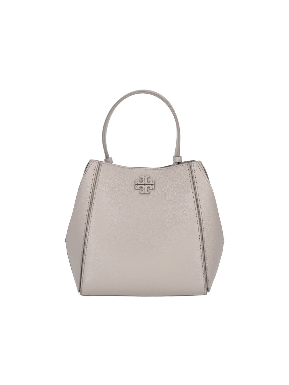 Tory Burch Mcgraw Small Leather Bucket Bag In Gray