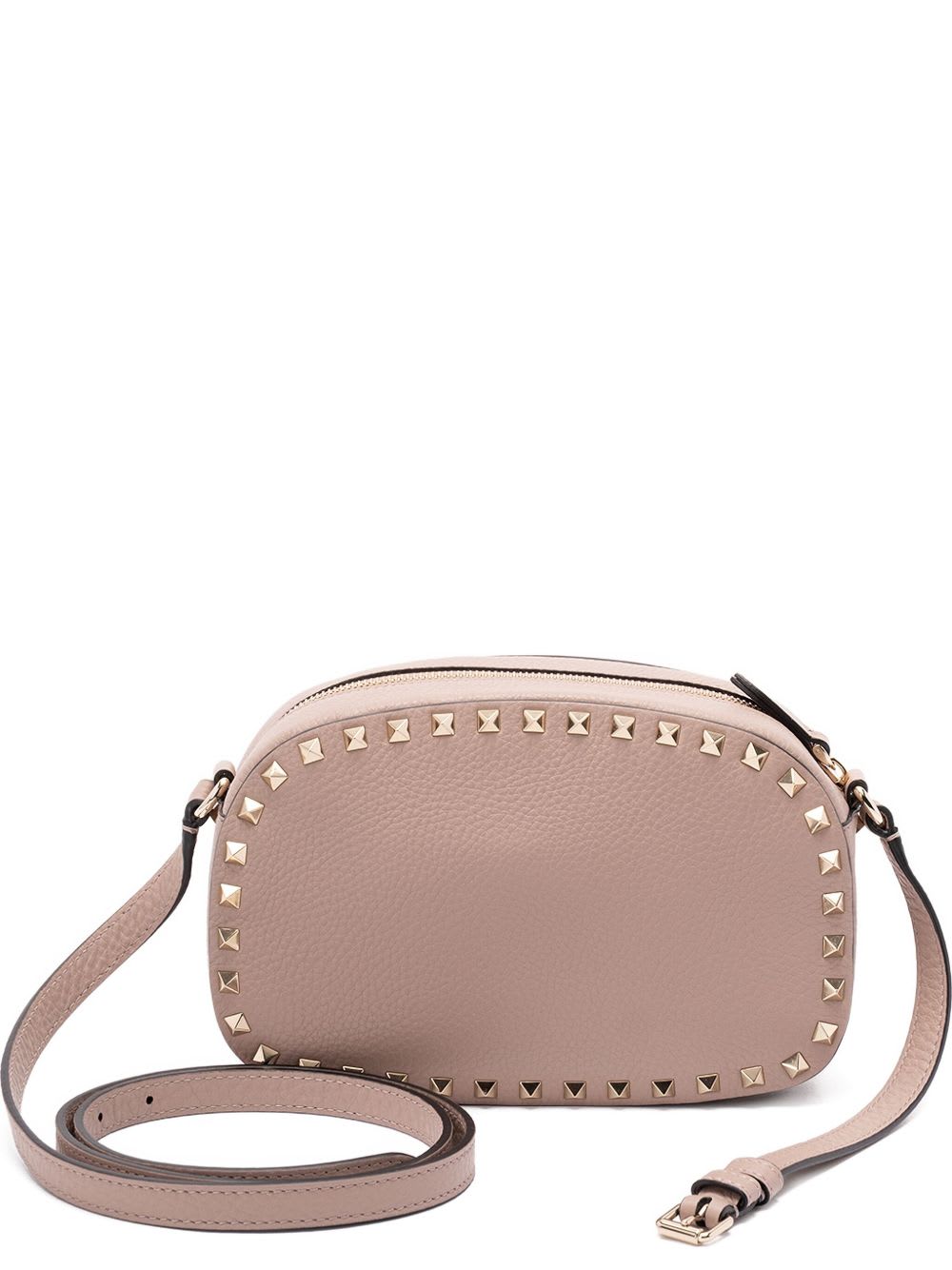 Valentino Garavani Chain Strap Studded Pebbled Texture Cross-body Bag In Gray