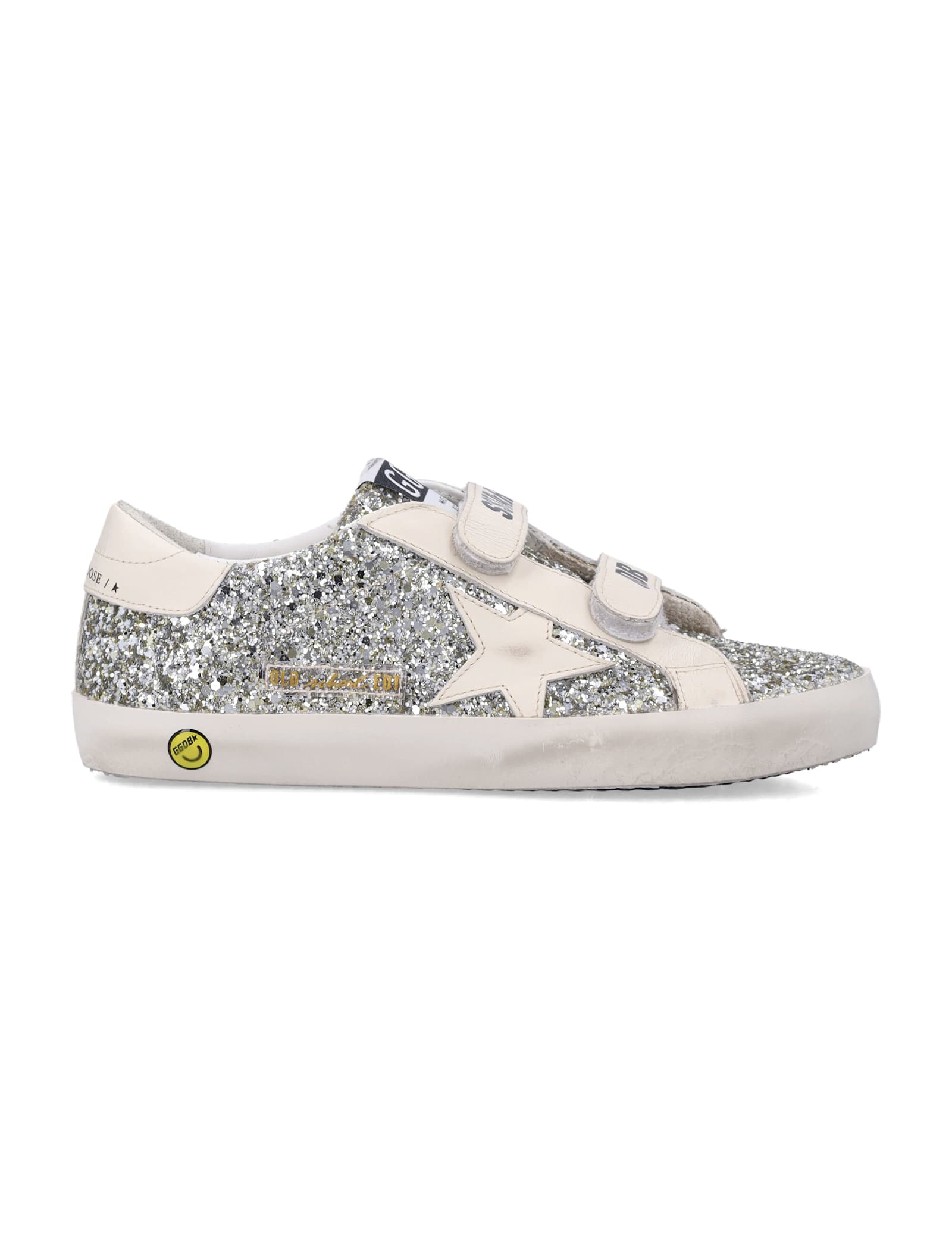 Golden Goose Kids Old School Glitter And Leather Sneakers In Multi