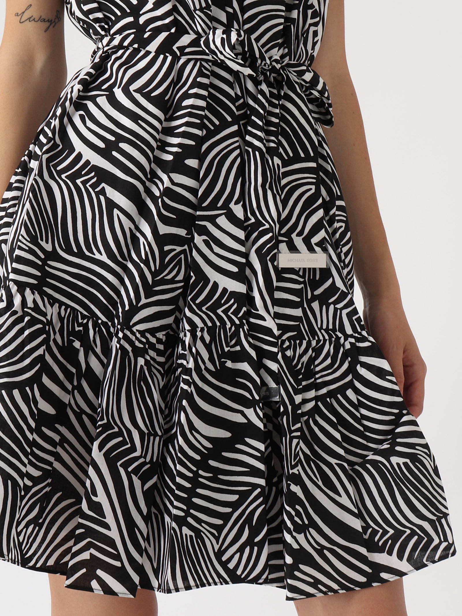 Shop Michael Kors Cotton Dress In Zebrato