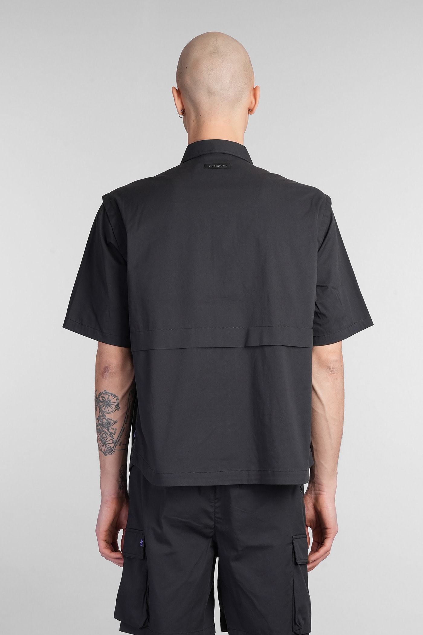 ALPHA INDUSTRIES UTILITY SHIRT SHIRT IN BLACK COTTON