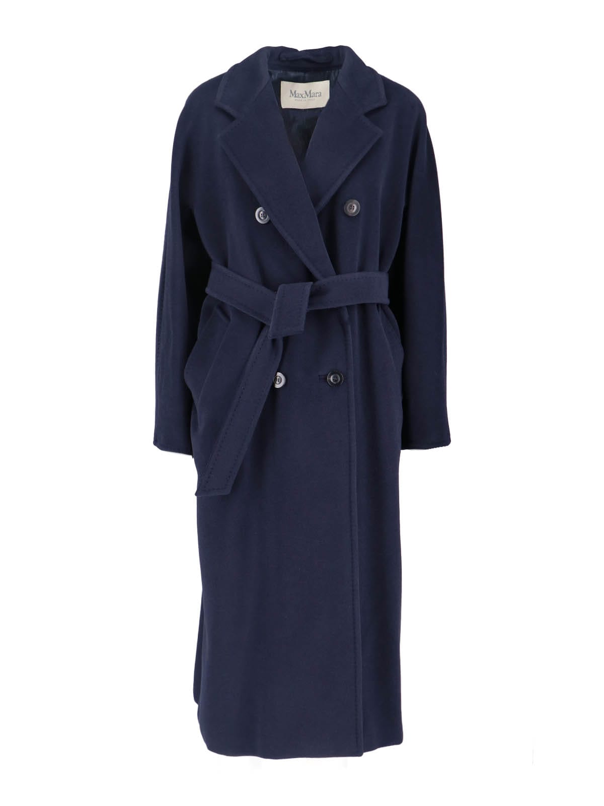 Max Mara 101801 Double-breasted Coat In Blue