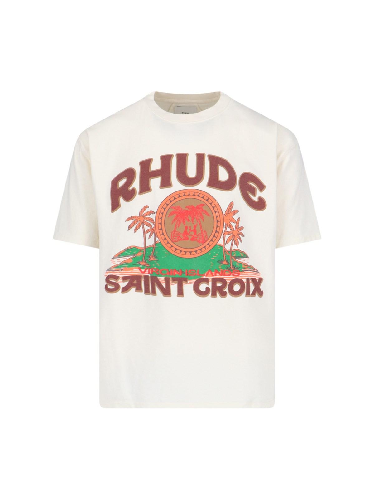 Shop Rhude Saint Groix T-shirt In Bianco Sporco