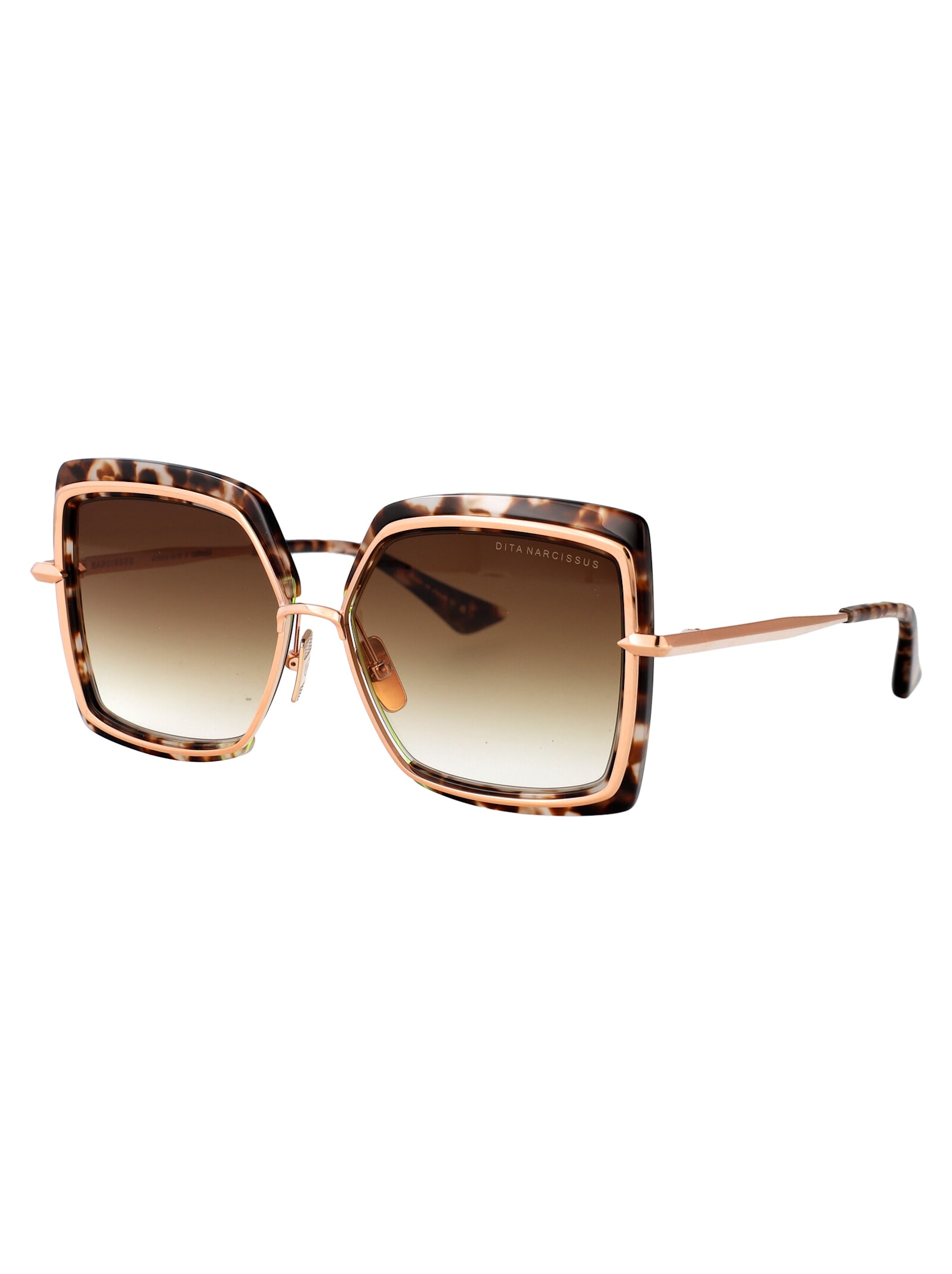 Dita Sunglasses In Cream Tortoise - Rose Gold W/ Dark Brown To Clear