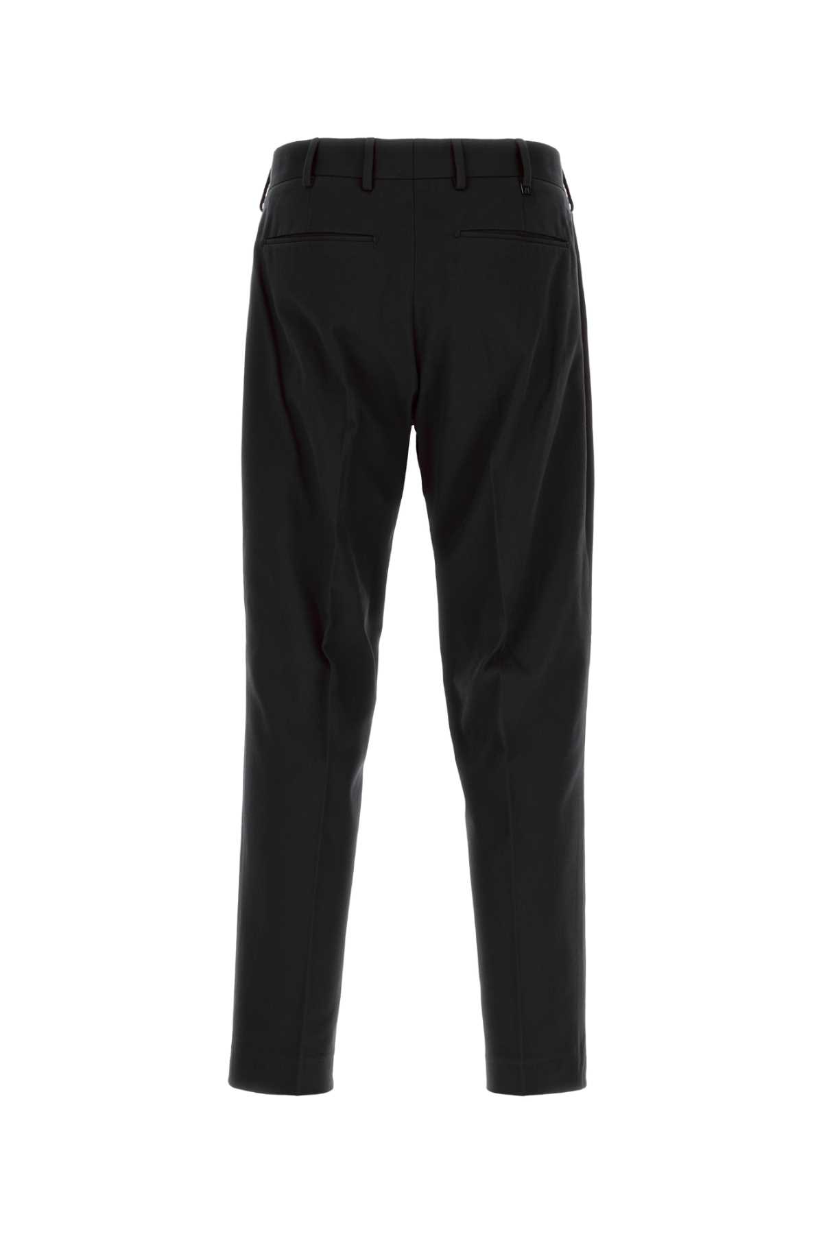 Pt Torino Cotton Trousers With Back Pockets And Belt Loops In Black