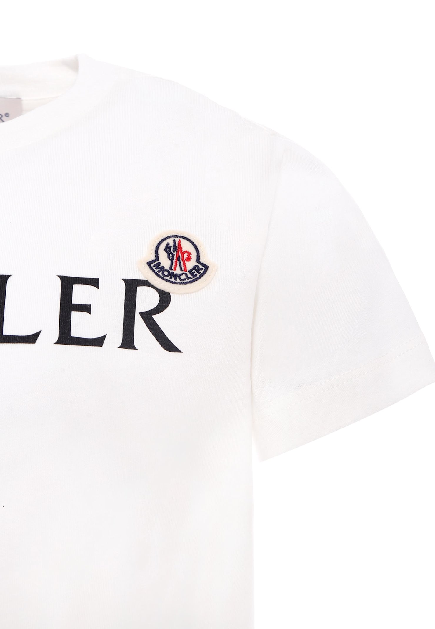 Moncler White T-shirt For Kids With Logo In White
