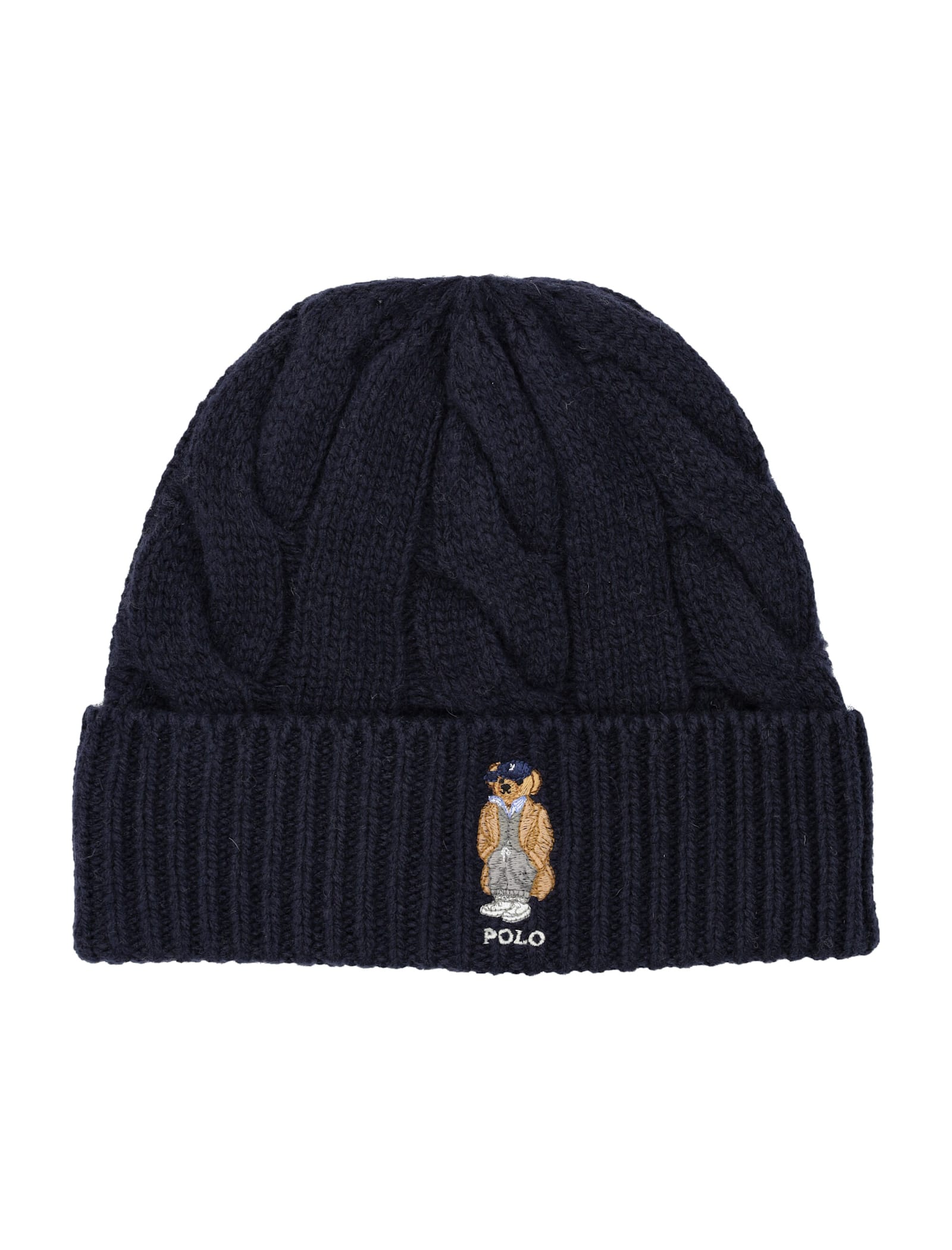 Polo Ralph Lauren Polo Bear Cable Wool-blend Beanie In Blue