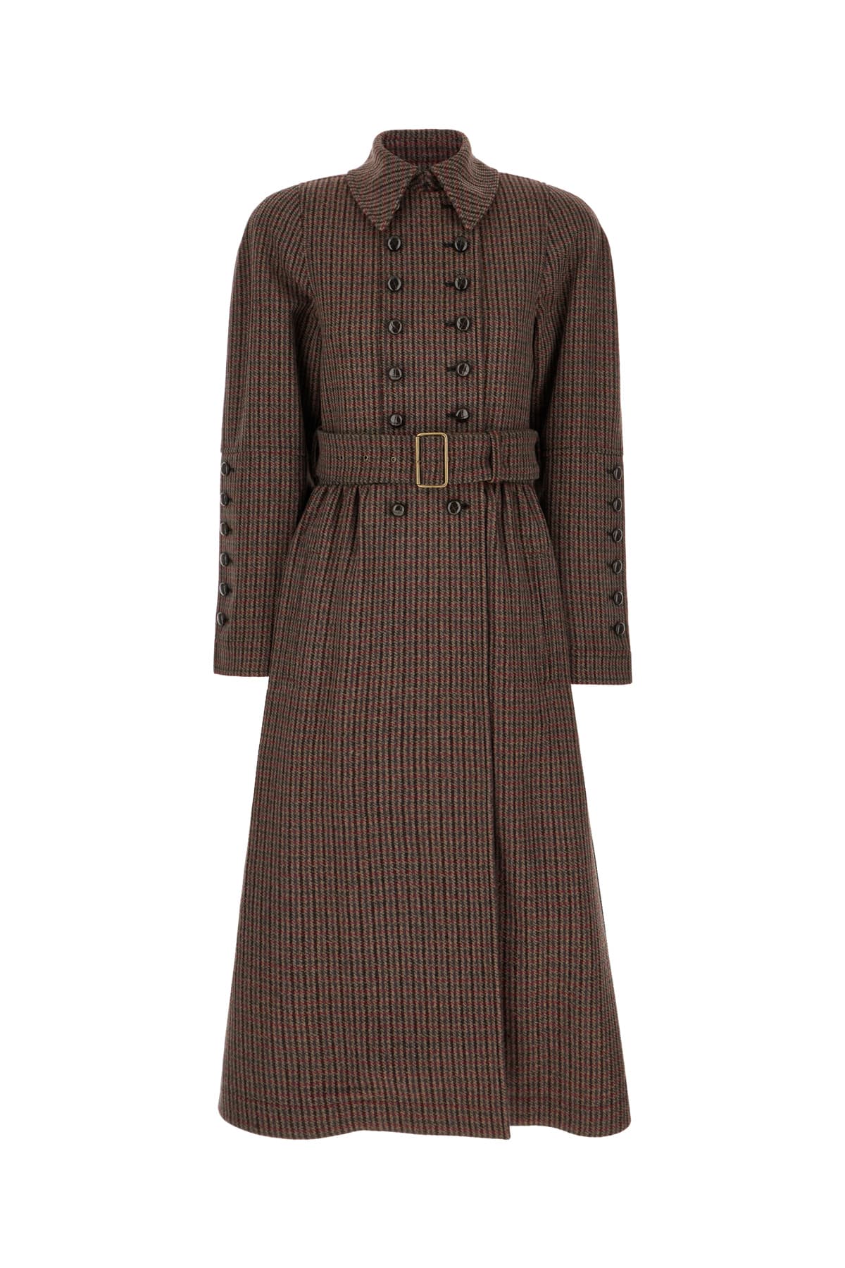 Chloé Embroidered Wool Blend Coat In Brown