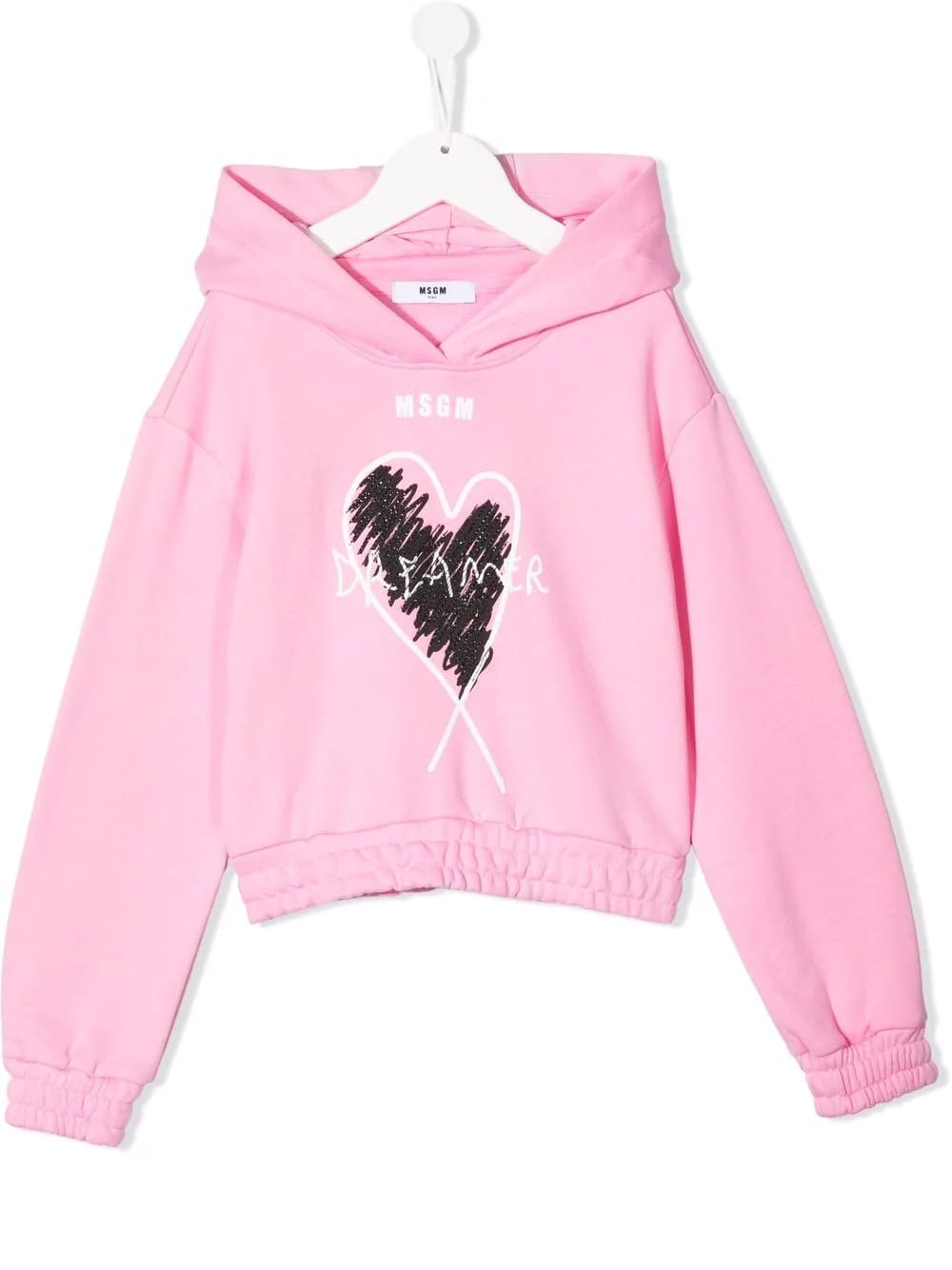 MSGM Kids Pink Hoodie With Logo And Dreamer Print
