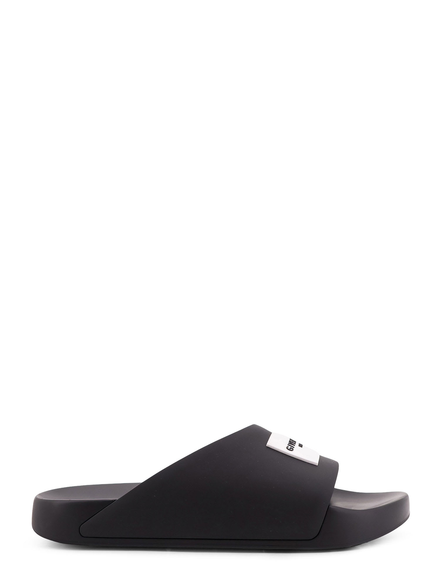 Givenchy Rubber Slide With Logo Lettering Patch In Black